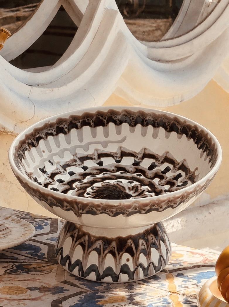 Riviera Footed HIgh Bowl 26 cm | Handmade Italian Ceramic Unique Piece