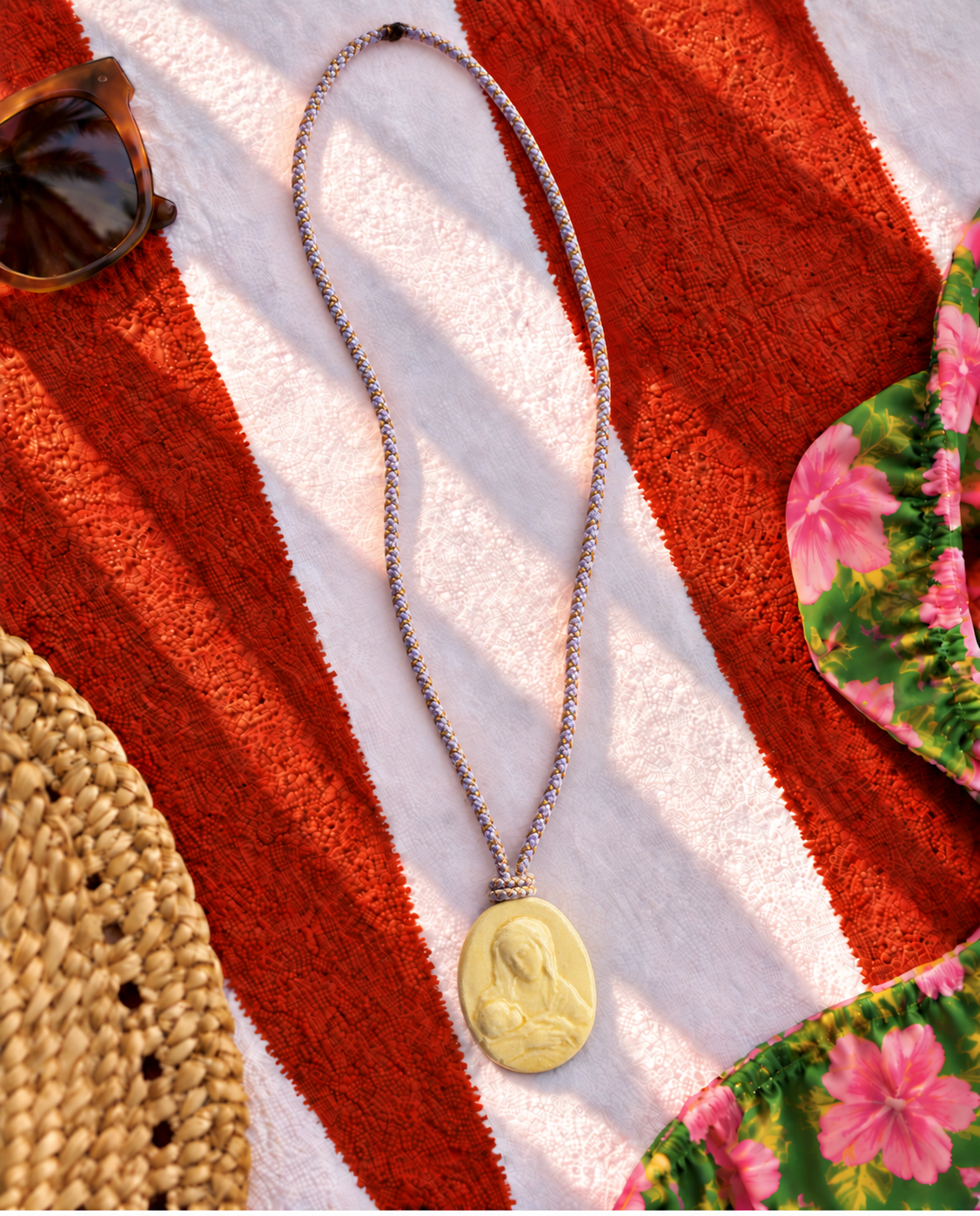 Mrs. Riviera's handmade & unique Ceramic Talisman Necklace "Light Lemon"