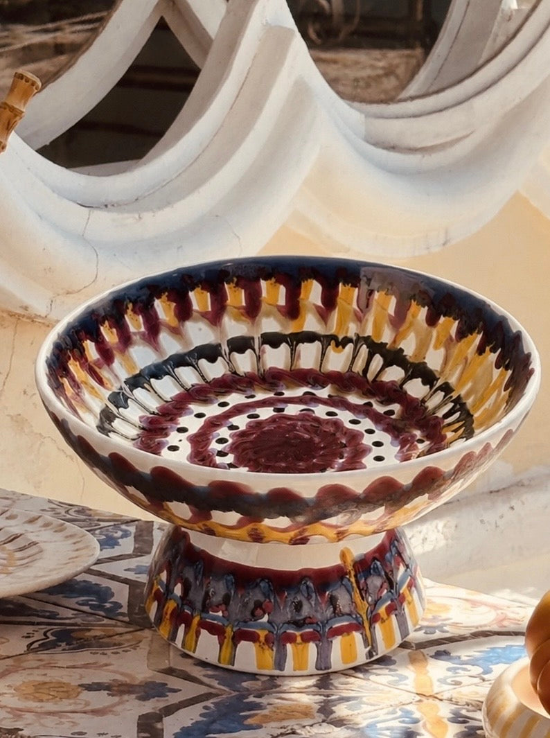 Riviera Footed HIgh Bowl 26 cm | Handmade Italian Ceramic Unique Piece