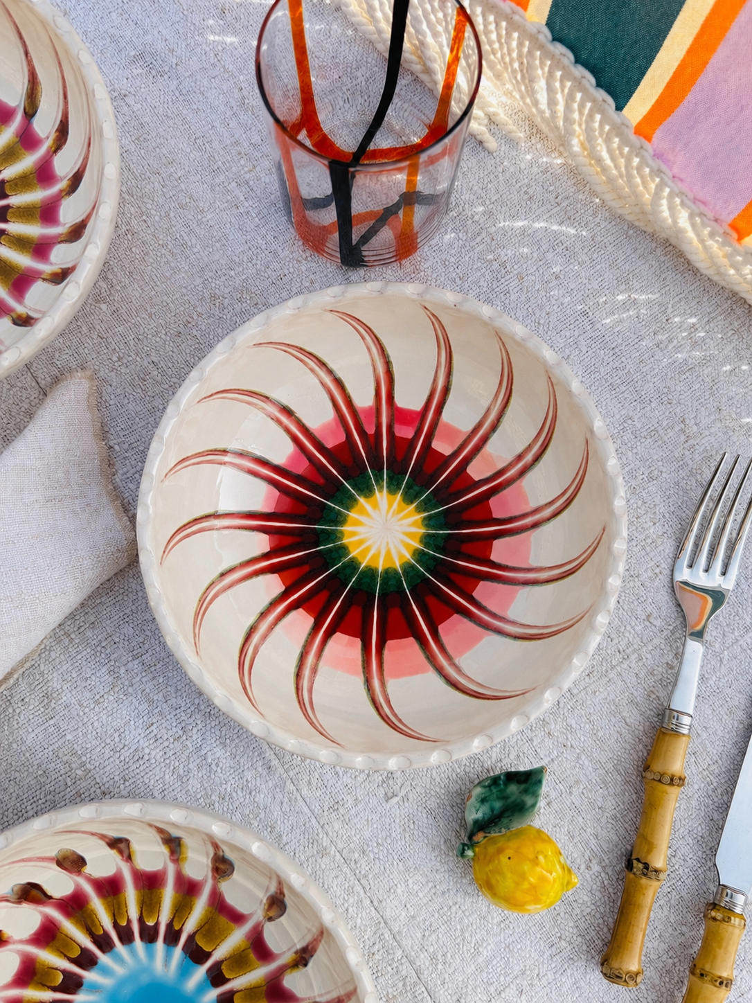 Handmade Italian Ceramic Pasta Bowl 19 cm | Psychodelic Collection