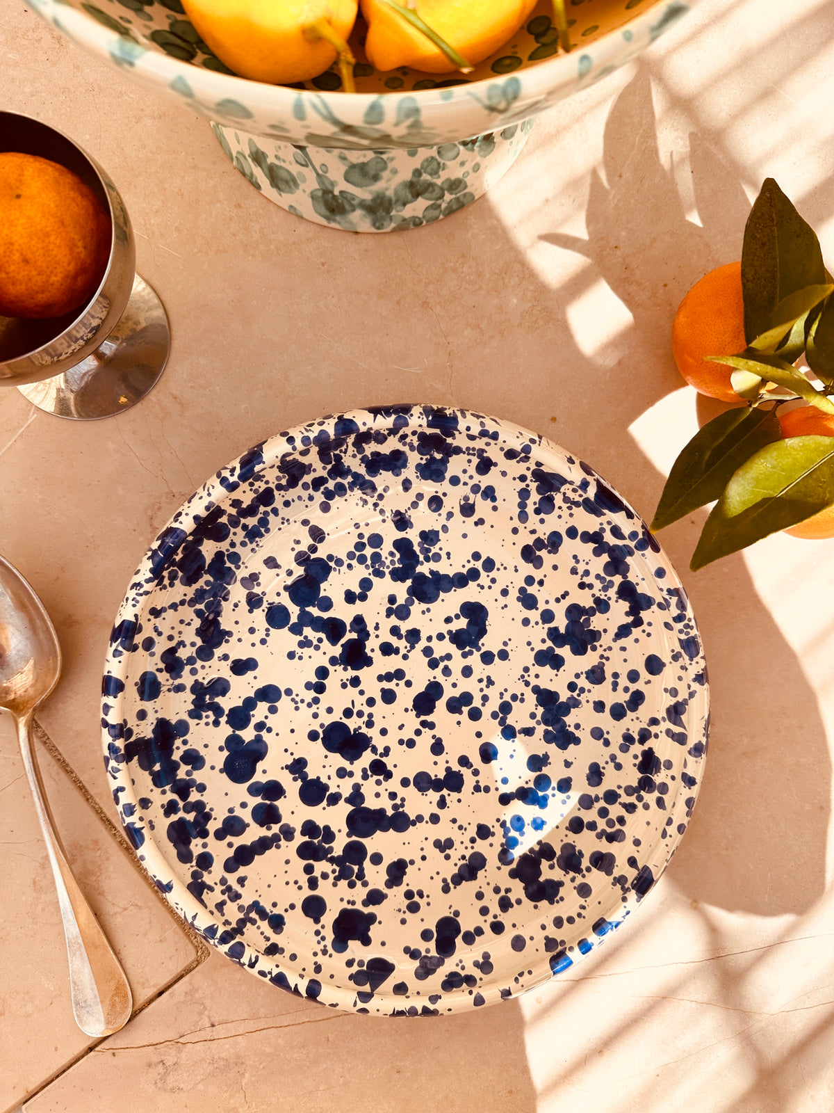 Italian Ceramic Pasta Plate 25cm | Handmade Schizzato Design "Blu“
