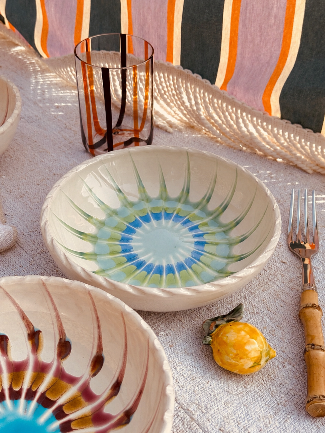 Handmade Italian Ceramic Pasta Bowl 19 cm | Psychodelic Collection