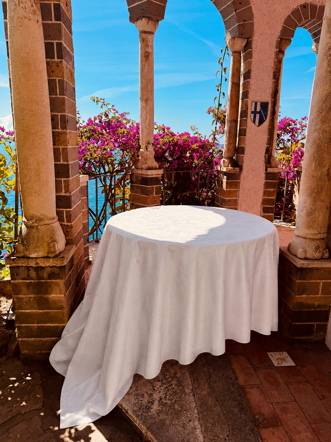 Luxury Italian Tablecloth 180 × 250 cm | "Riviera Nautico Bianco"
