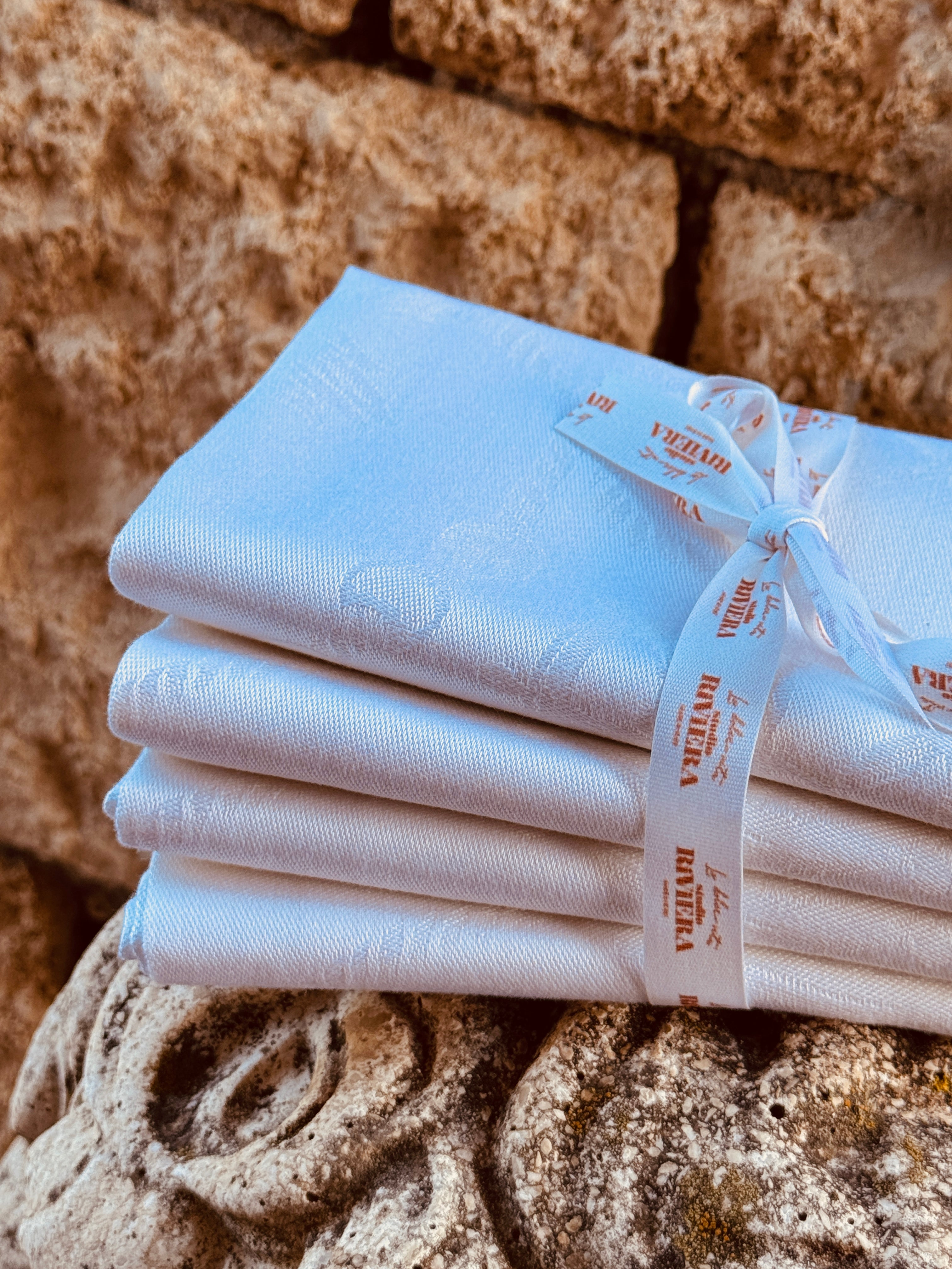 Luxury Cotton Napkin Set of 4 | "Riviera Nautico Bianco" 50cm x 50cm