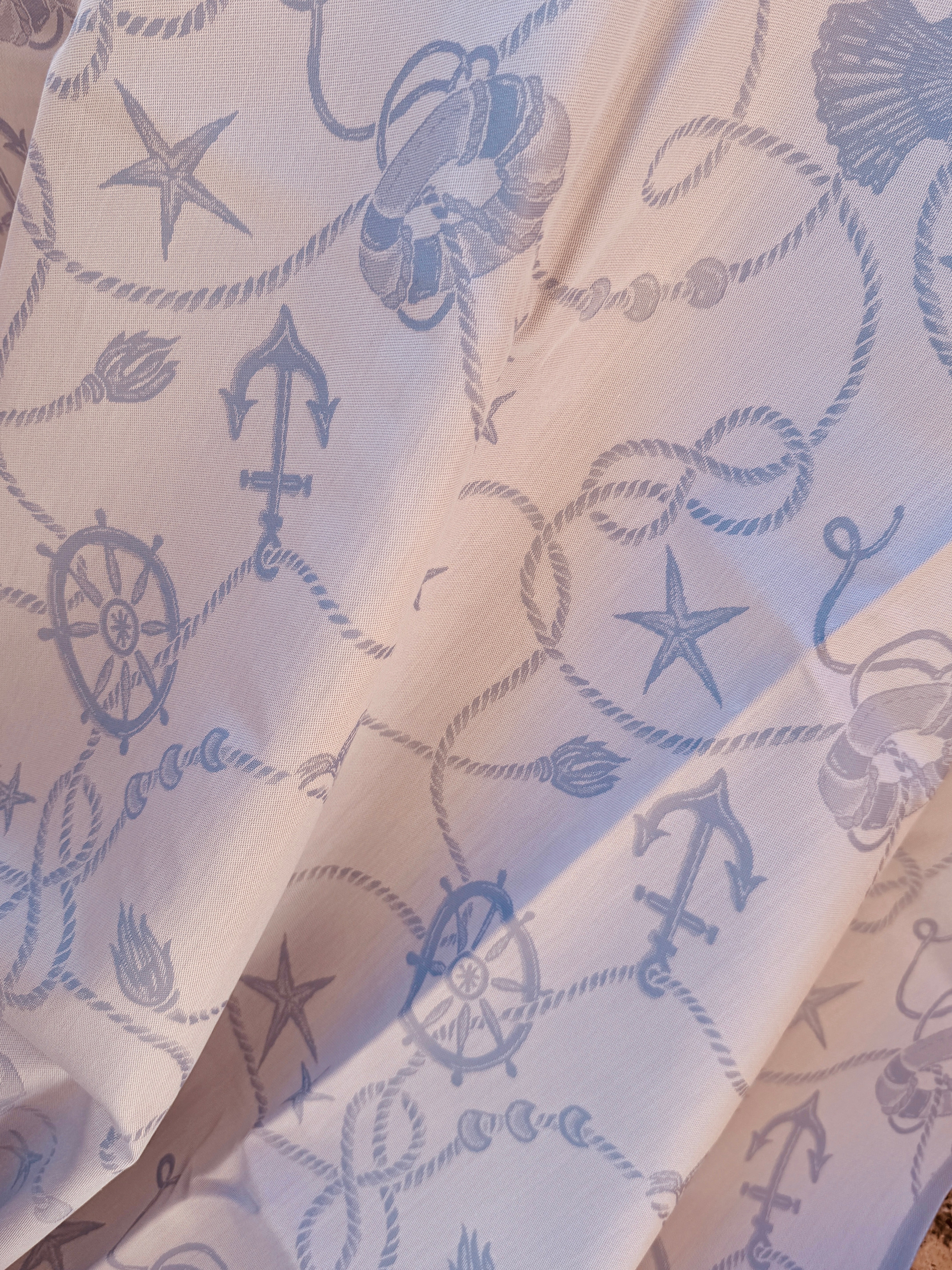 Luxury Cotton Napkin Set of 4 | "Riviera Nautico Celeste" 50cm x 50cm