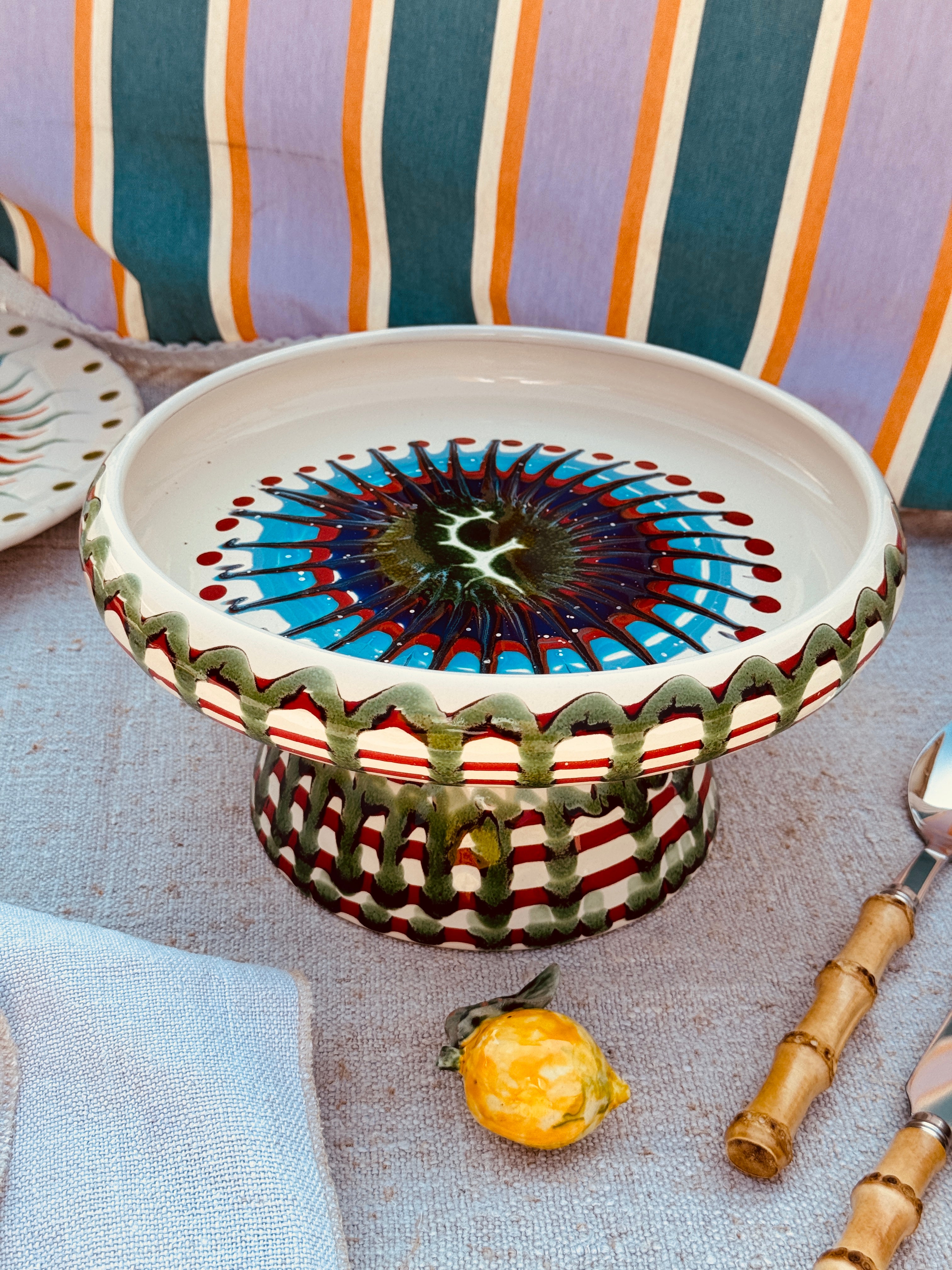 UNIQUE PIECE Psychodelic Frisbee High Plate - 25cm ONLY 1 X AVAILABLE