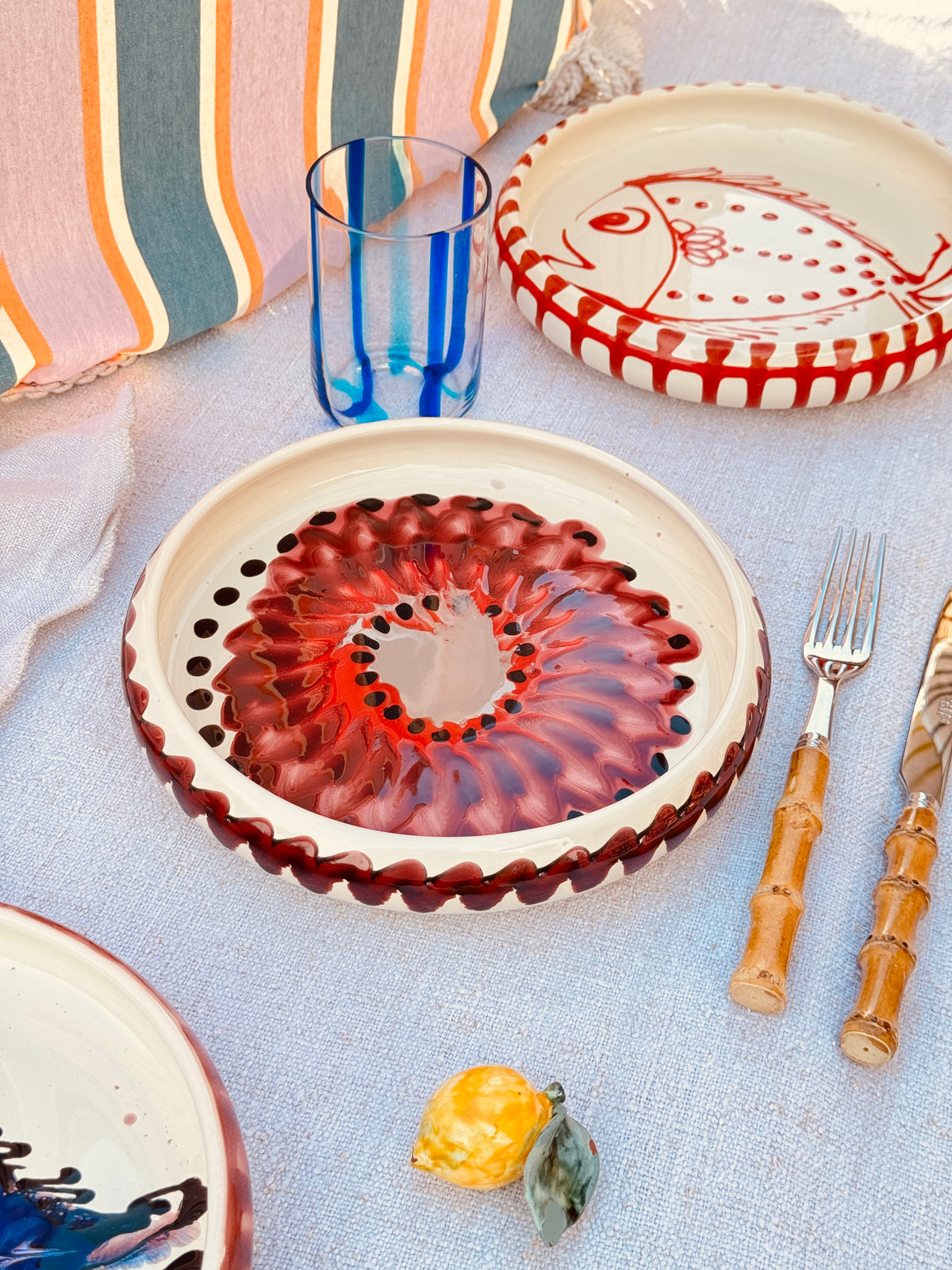 Italian Ceramic Pasta Plate 25cm | Handmade Psychodelic Design - ONE OF A KIND