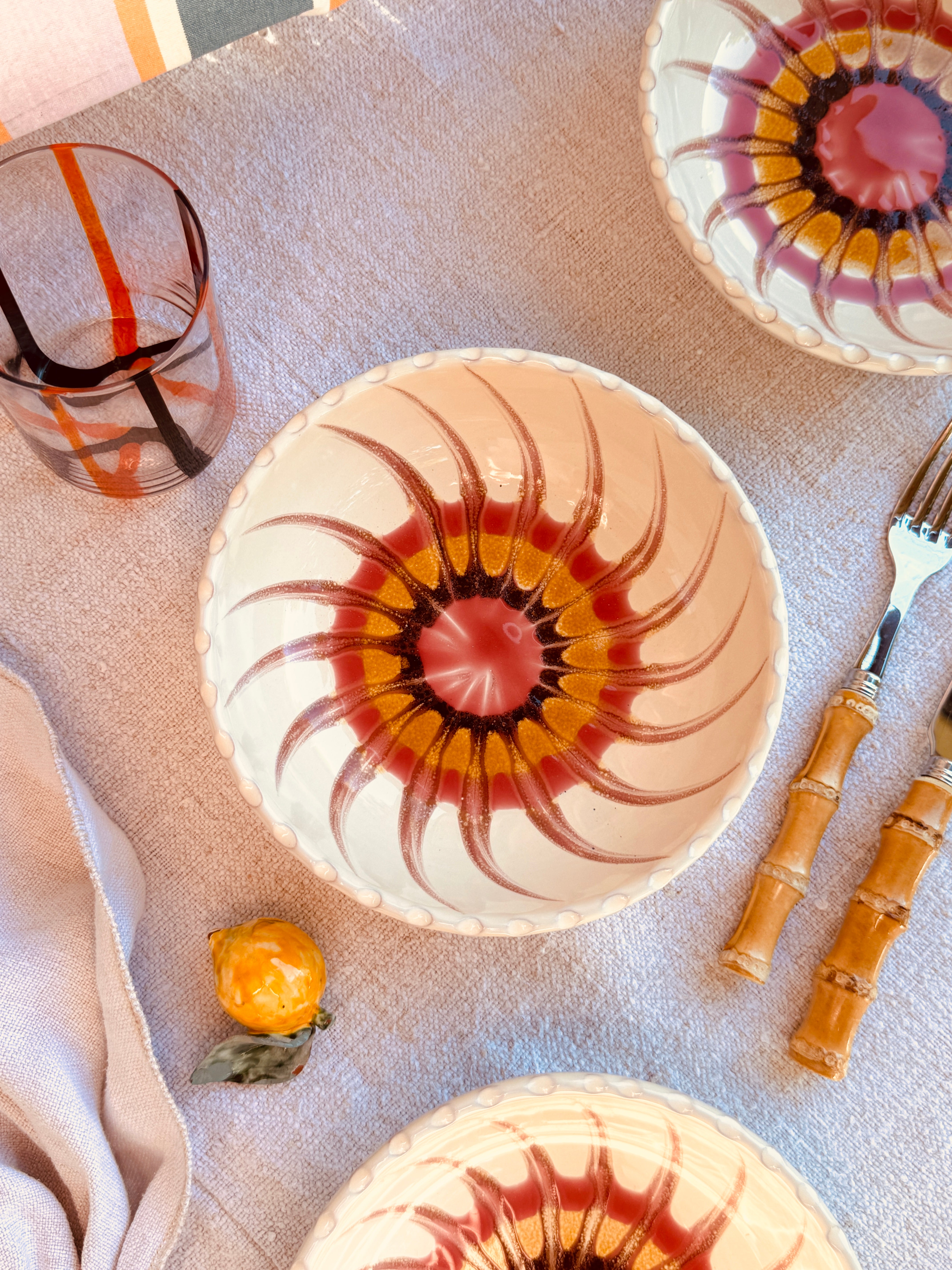 Handmade Italian Ceramic Pasta Bowl 19 cm | Psychodelic Collection