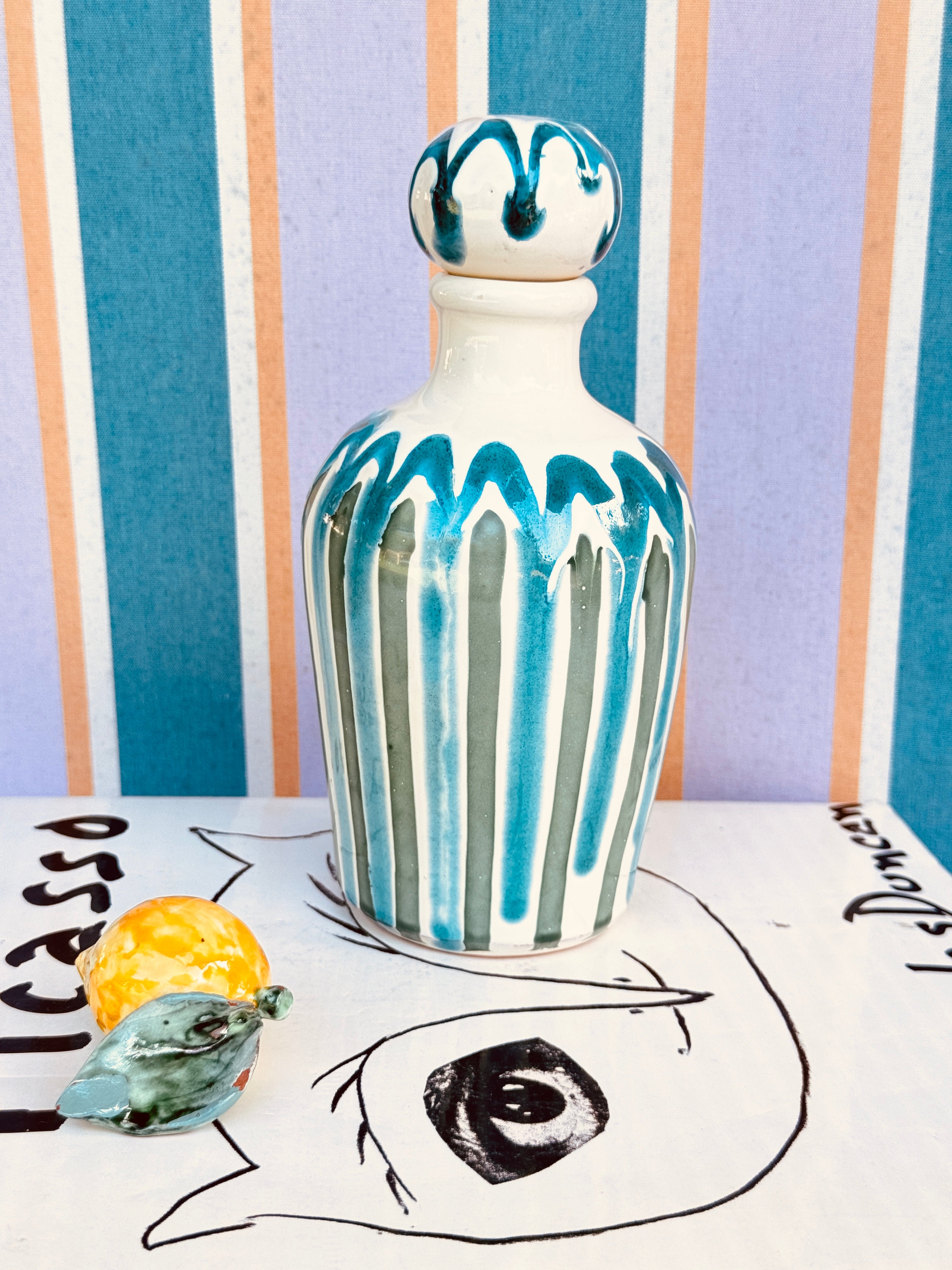Handmade Italian Ceramic Olive Oil Bottle 22.5 cm | Unique Piece
