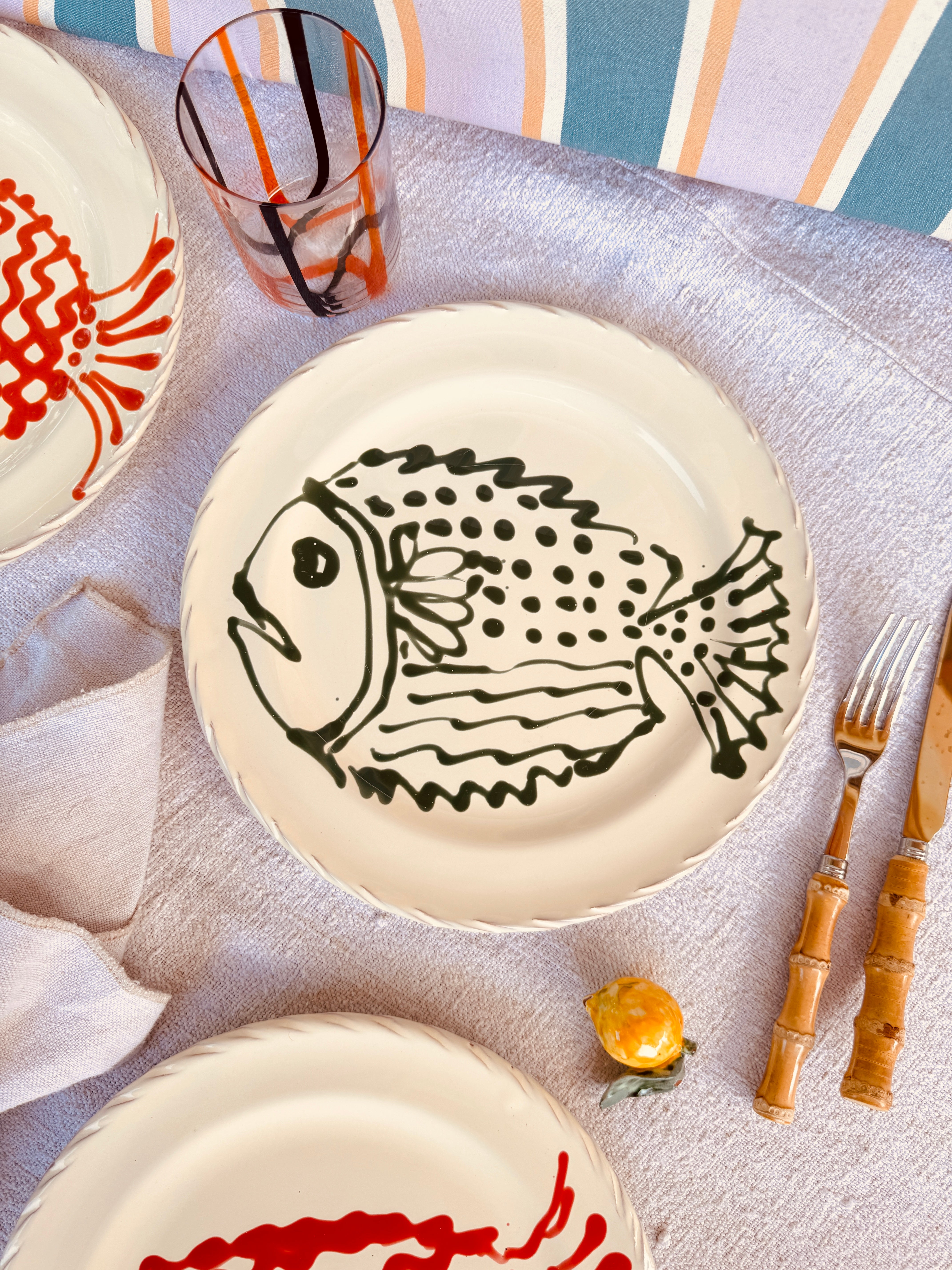 Dinner Plate - 27cm "Unique Art Pieces by Studio Riviera" Handmade Ceramic from Puglia