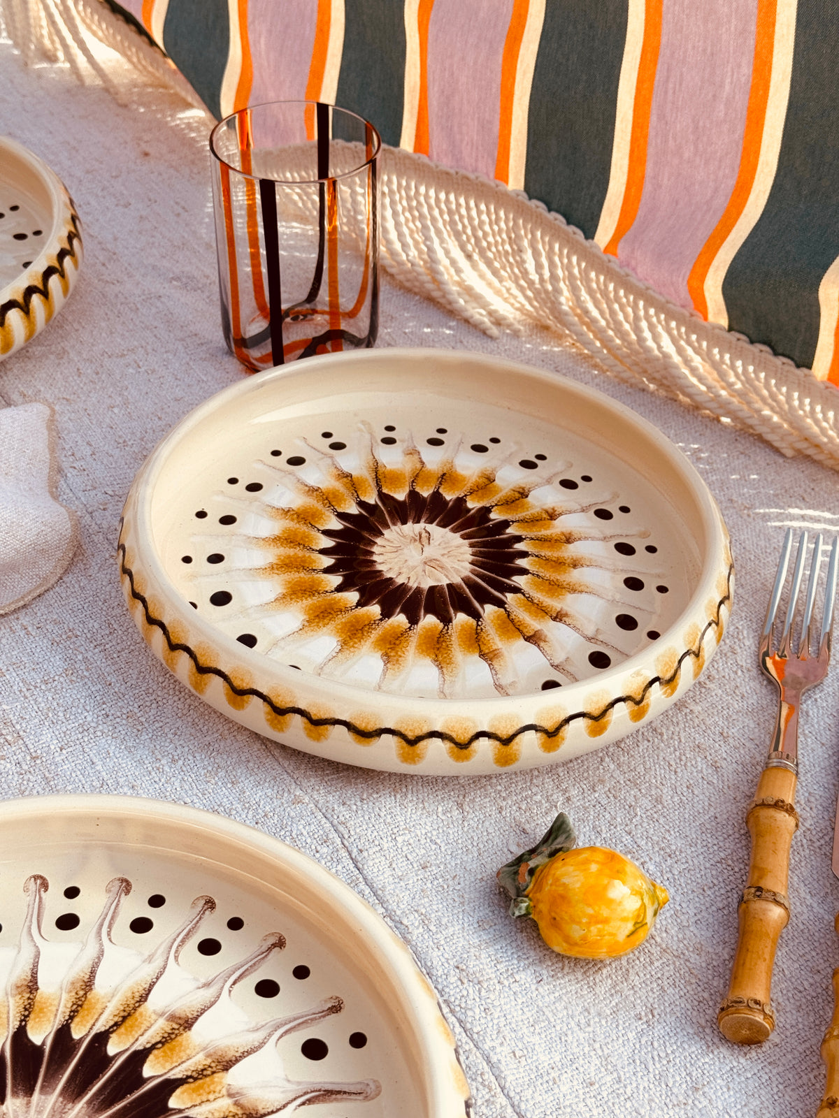 Italian Ceramic Pasta Plate 25cm | Handmade Psychodelic Design
