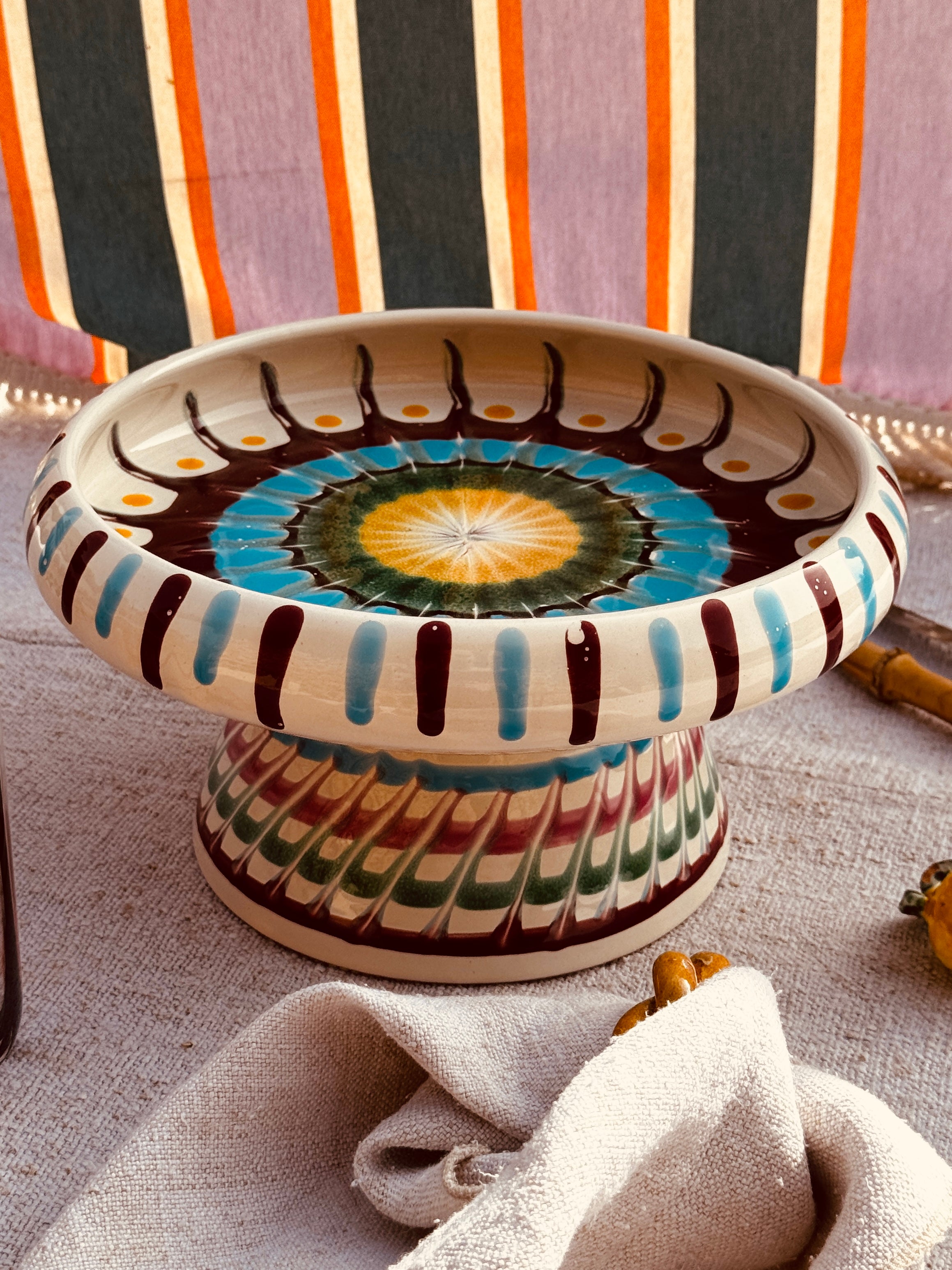 Handmade Italian Raised Serving Plate 25 cm | Unique Studio Riviera Piece