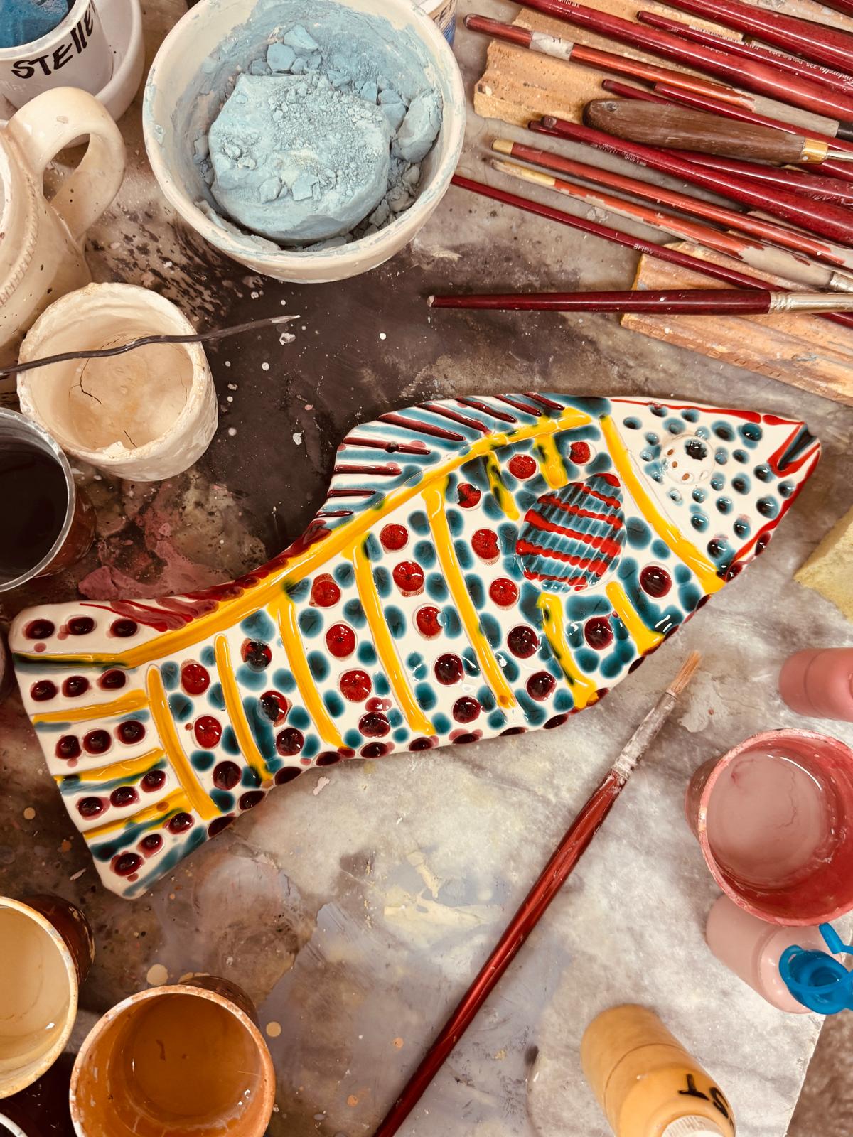 Unique Piece "Mediterranean Muse" Ceramic Deko Fish handmade by Franco Fasano