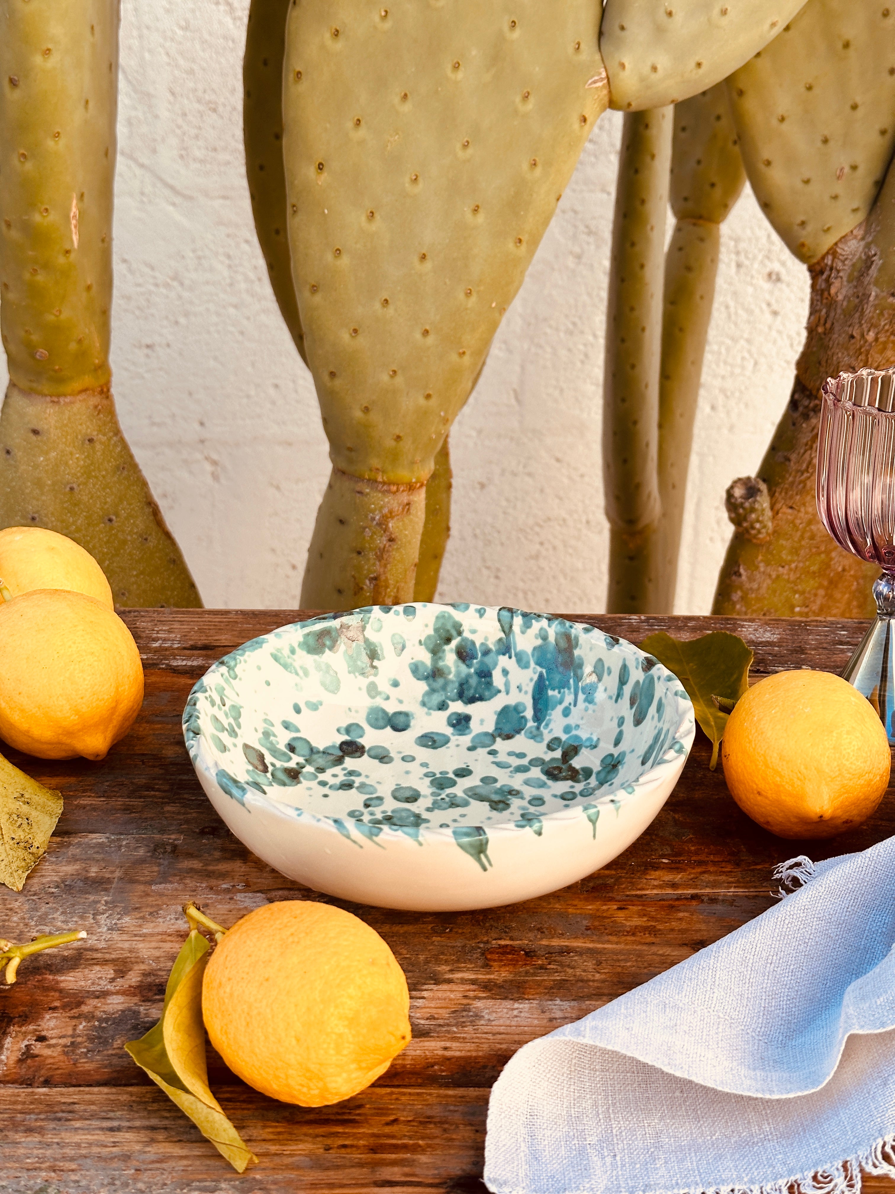 Italian Ceramic Pasta Bowl 19 cm | Handmade Schizzato Design
