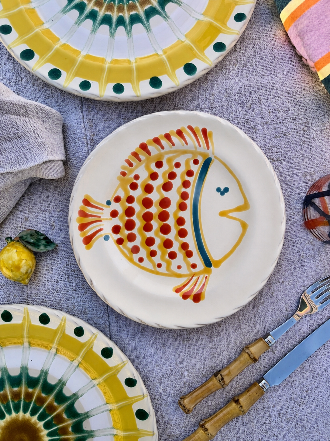 Handmade Italian Antipasti Plate 20 cm | Small Ceramic Plate Psychodelic Design