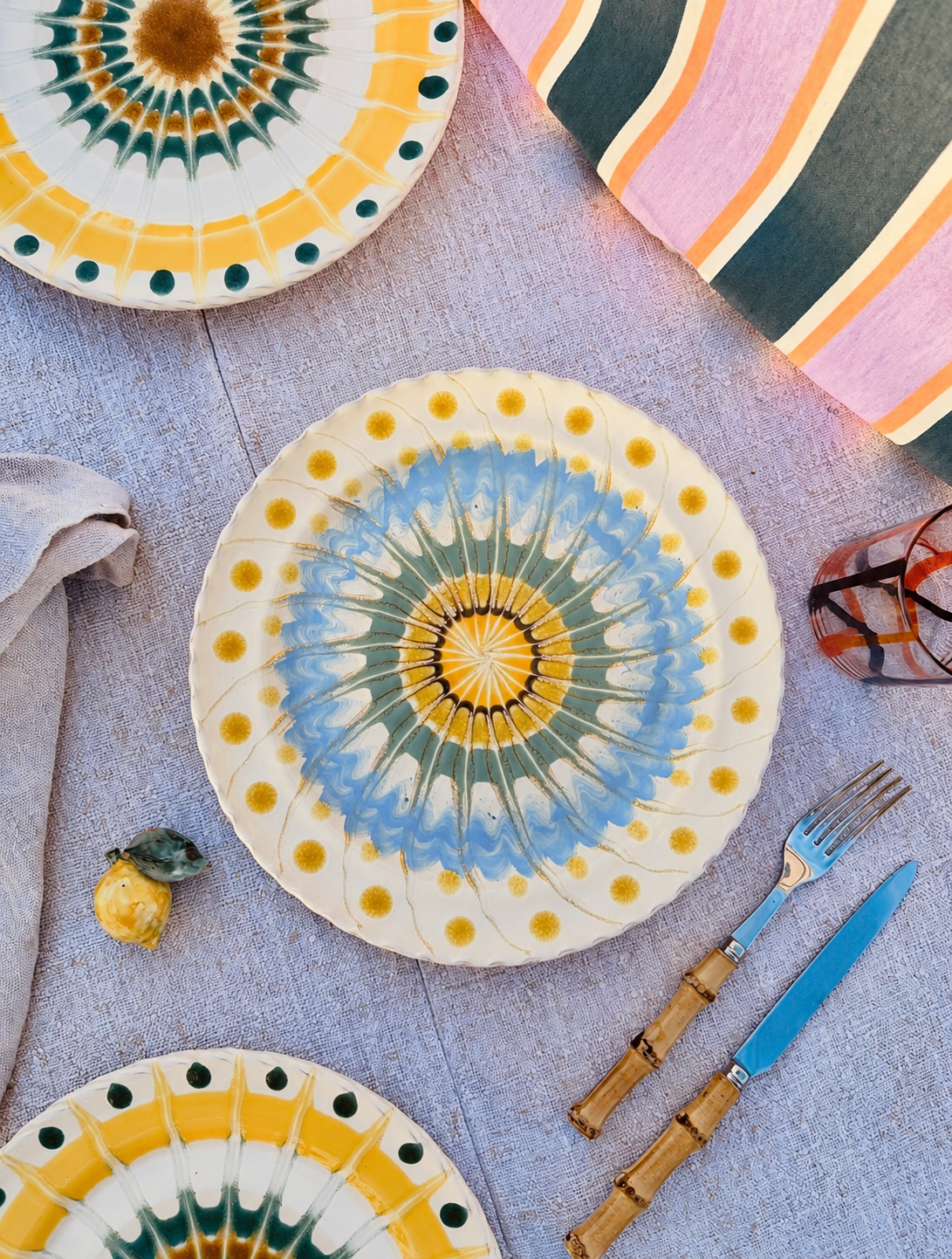 Dinner Plate - 27cm "Unique Art Pieces by Studio Riviera" Handmade Ceramic from Puglia
