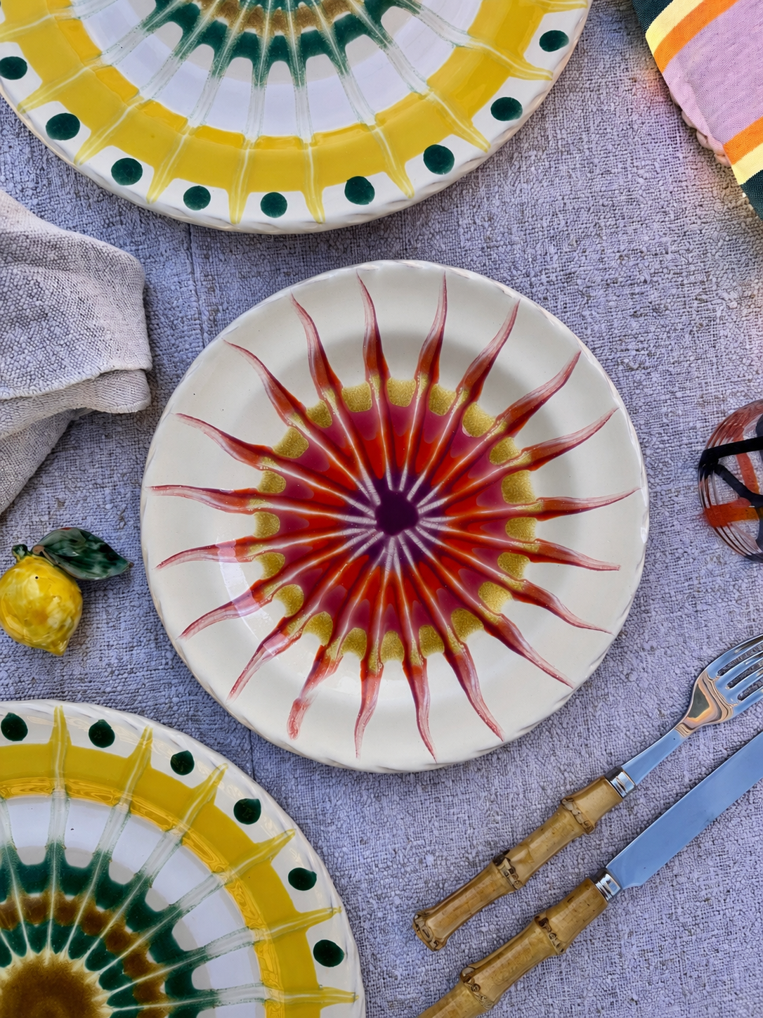 Handmade Italian Antipasti Plate 20 cm | Small Ceramic Plate Psychodelic Design