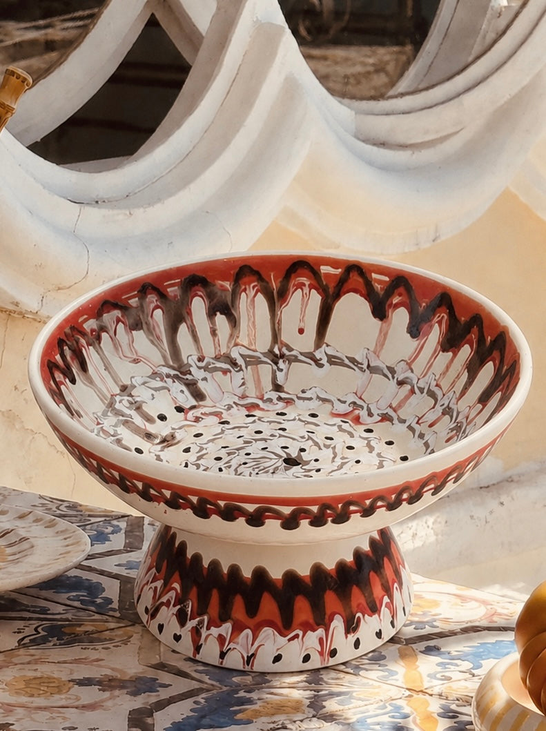 Riviera Footed HIgh Bowl 26 cm | Handmade Italian Ceramic Unique Piece