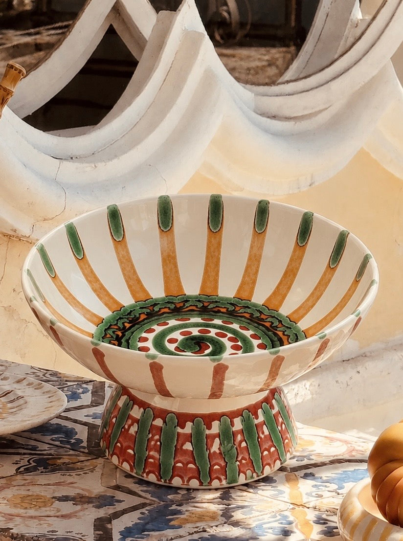 Riviera Footed HIgh Bowl 26 cm | Handmade Italian Ceramic Unique Piece