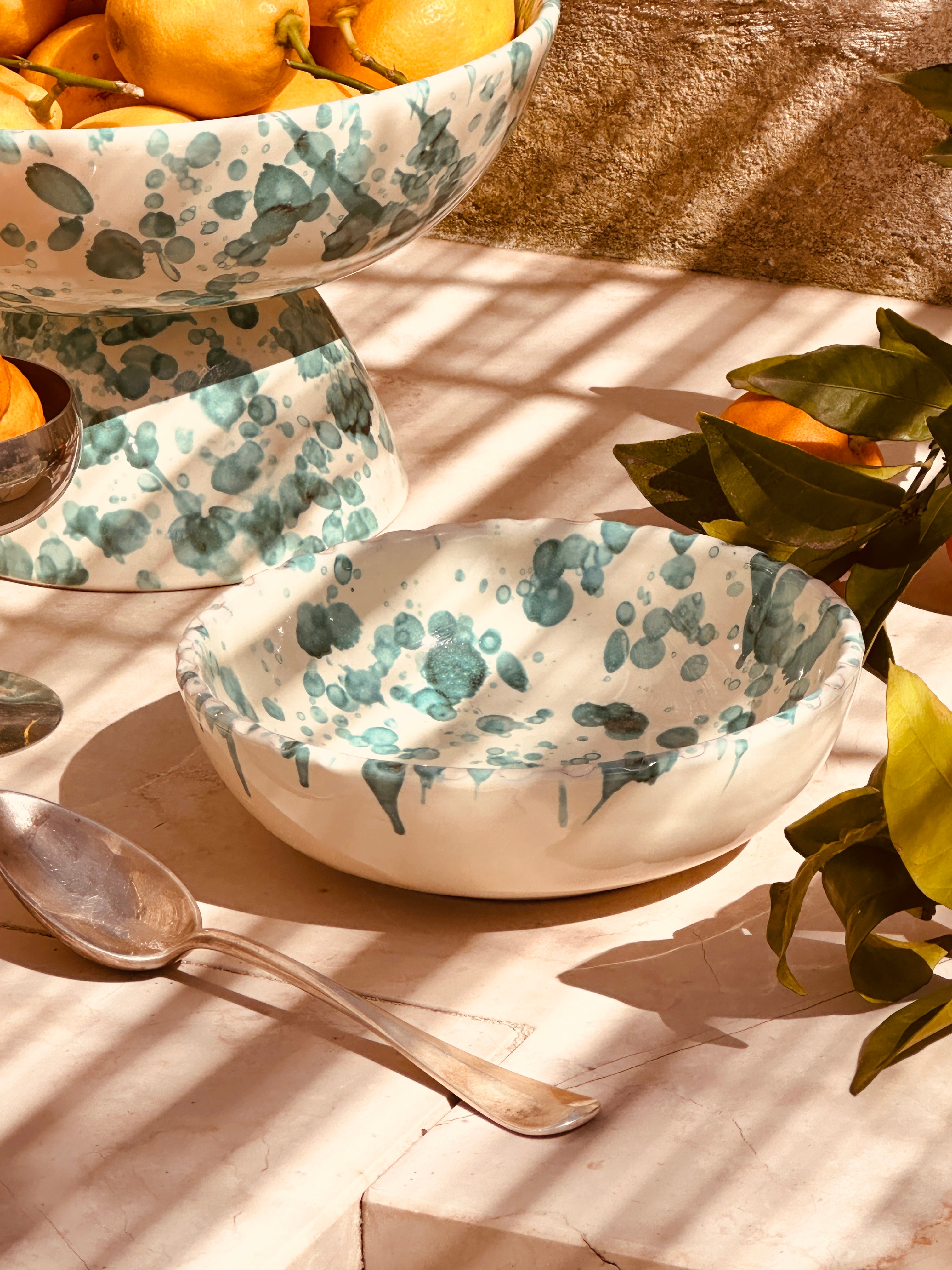 Italian Ceramic Pasta Bowl 19 cm | Handmade Schizzato Design