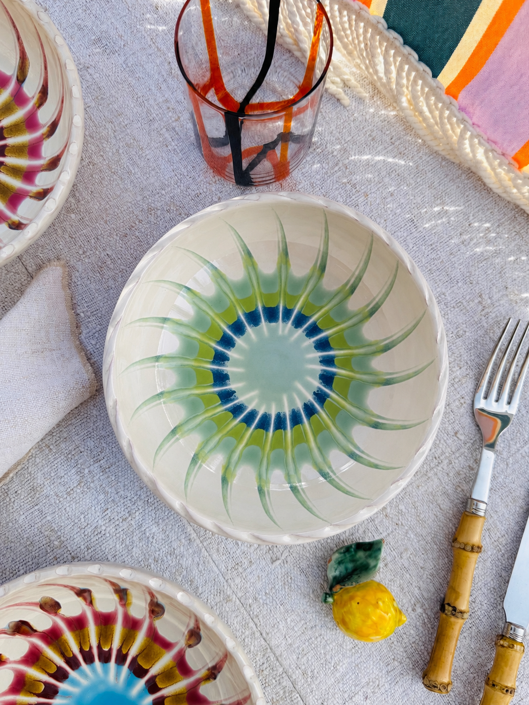 Handmade Italian Ceramic Pasta Bowl 19 cm | Psychodelic Collection
