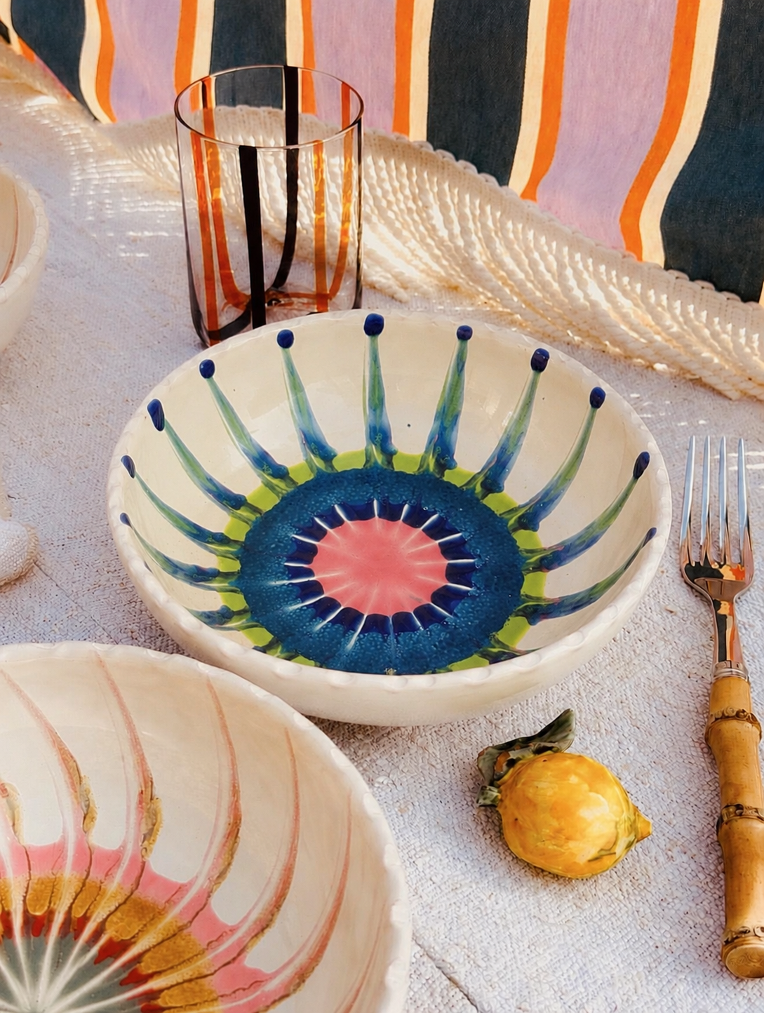 Handmade Italian Ceramic Pasta Bowl 19 cm | Psychodelic Collection