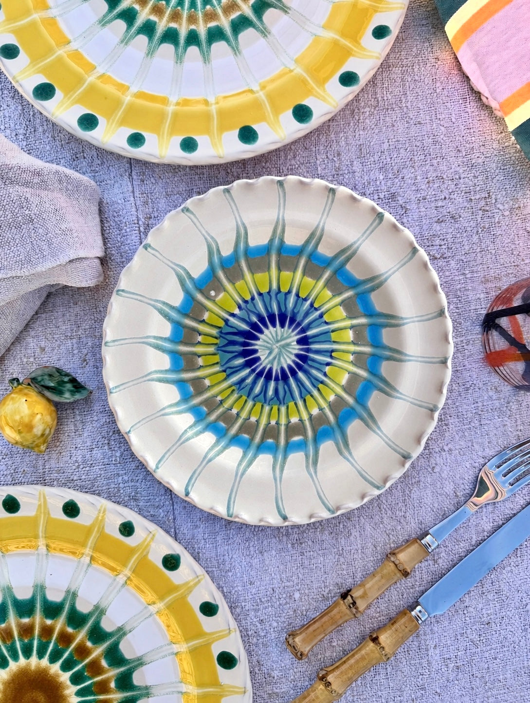 Handmade Italian Antipasti Plate 20 cm | Small Ceramic Plate Psychodeli Design