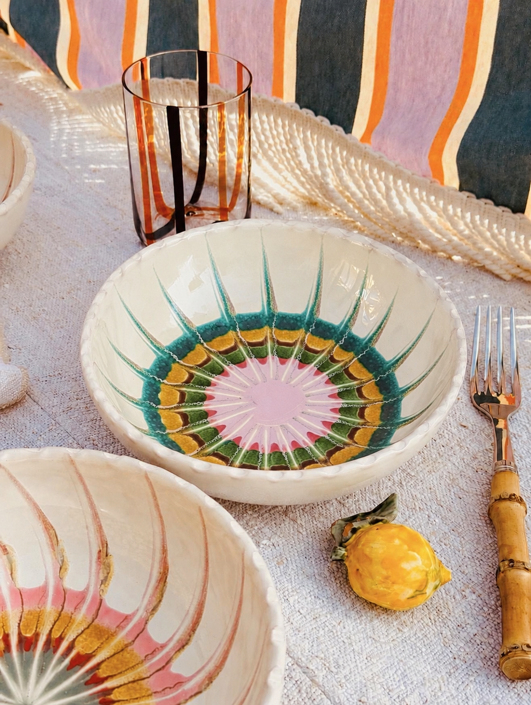 Handmade Italian Ceramic Pasta Bowl 19 cm | Psychodelic Collection