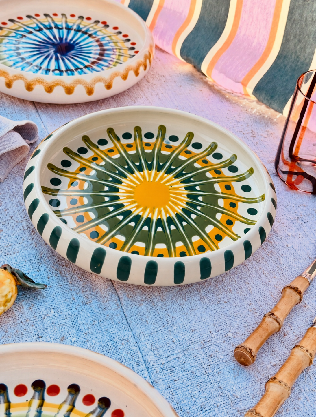 Italian Ceramic Pasta Plate 25cm | Handmade Psychodelic Design - ONE OF A KIND