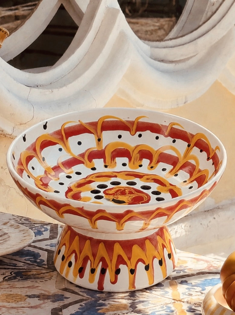 Riviera Footed HIgh Bowl 26 cm | Handmade Italian Ceramic Unique Piece