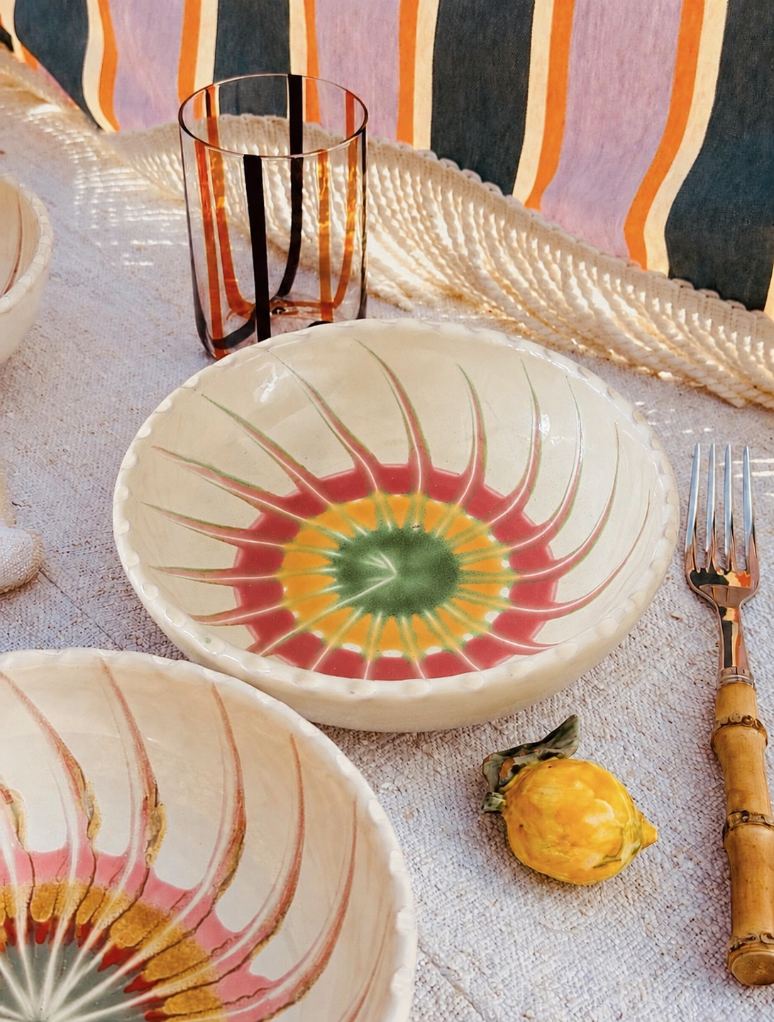 Handmade Italian Ceramic Pasta Bowl 19 cm | Psychodelic Collection