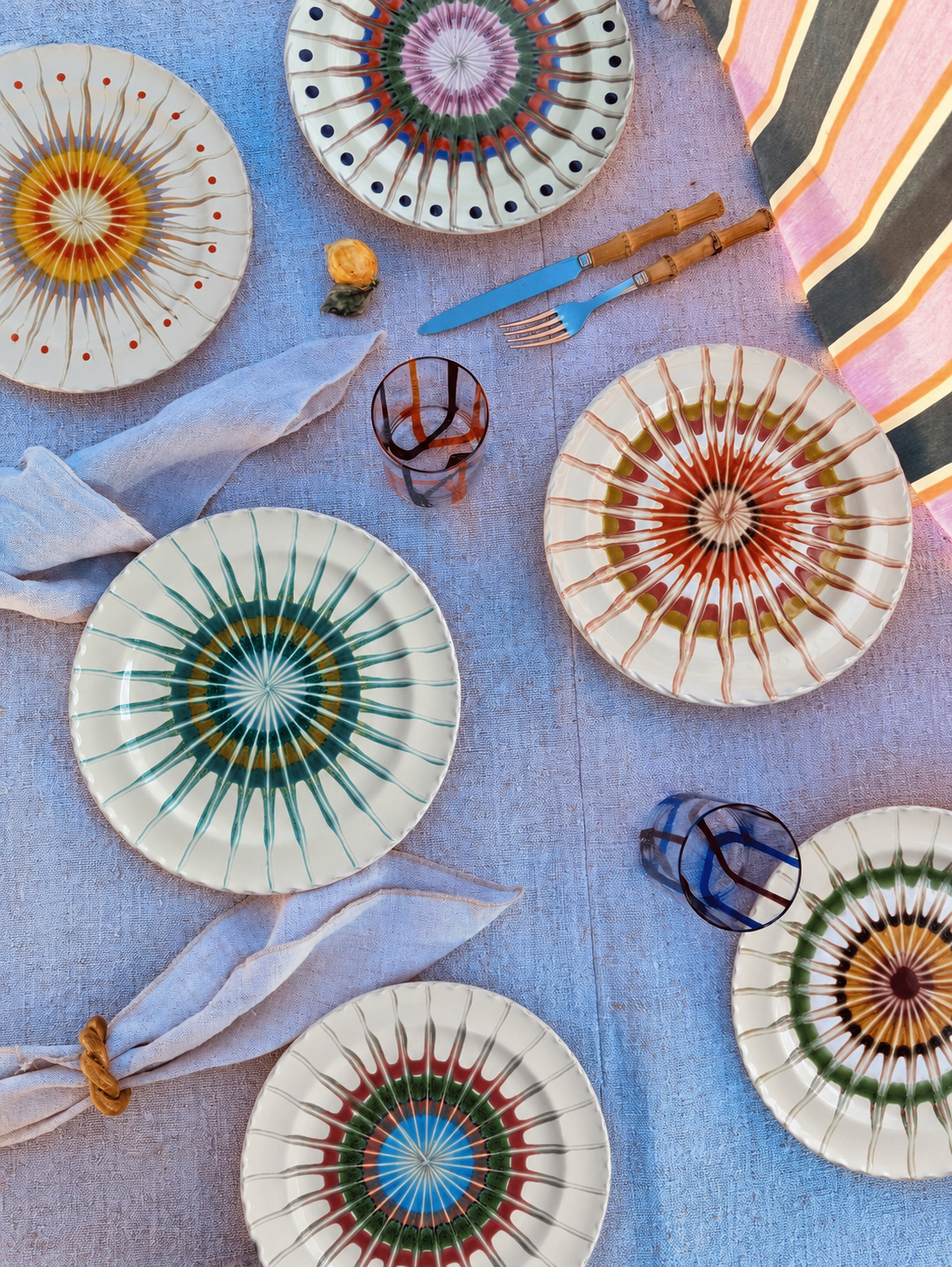 Dinner Plate “Grand Hotel Riviera Mix” – Set of 6 Handmade Ceramic Plates 27 cm