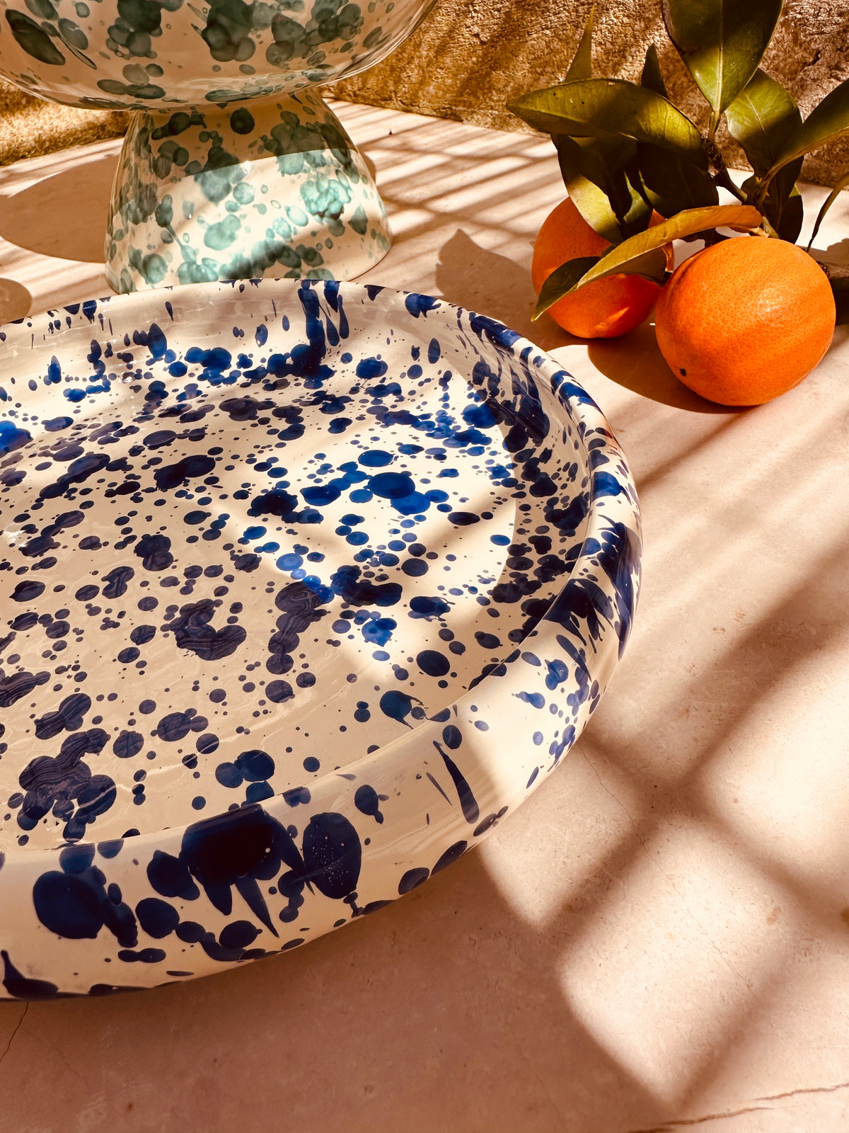Italian Ceramic Pasta Plate 25cm | Handmade Schizzato Design "Blu“