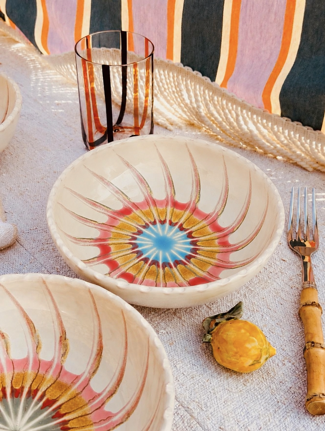 Handmade Italian Ceramic Pasta Bowl 19 cm | Psychodelic Collection