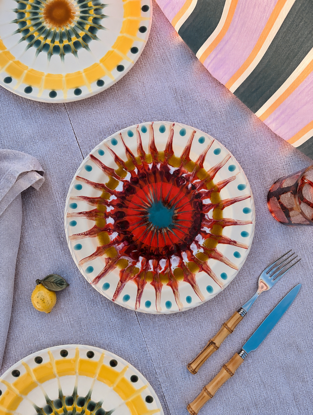 Dinner Plate - 27cm "Unique Art Pieces by Studio Riviera" Handmade Ceramic from Puglia