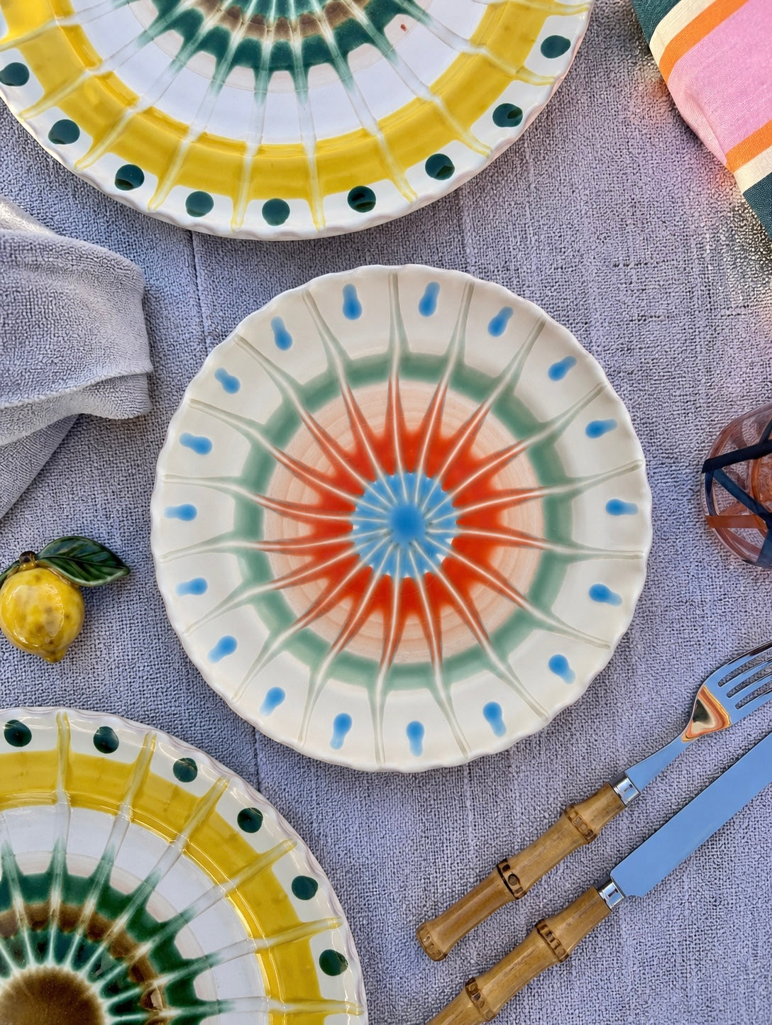 Handmade Italian Antipasti Plate 20 cm | Small Ceramic Plate Psychodeli Design