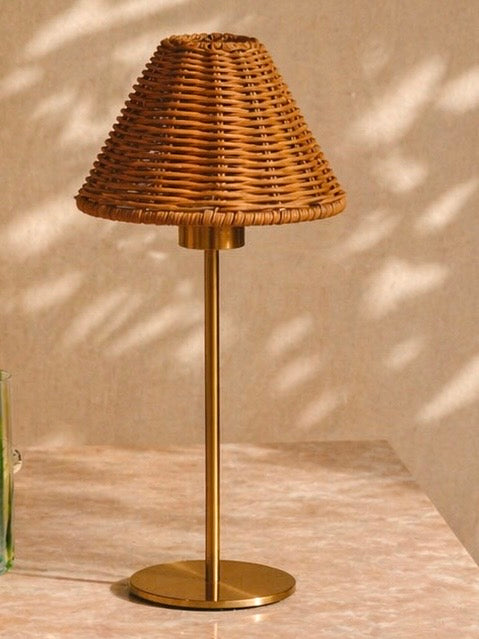 Luma Riva Cordless Rattan Table Lamp – Rechargeable LED Lamp with Touch Dimmer – Mediterranean Lighting