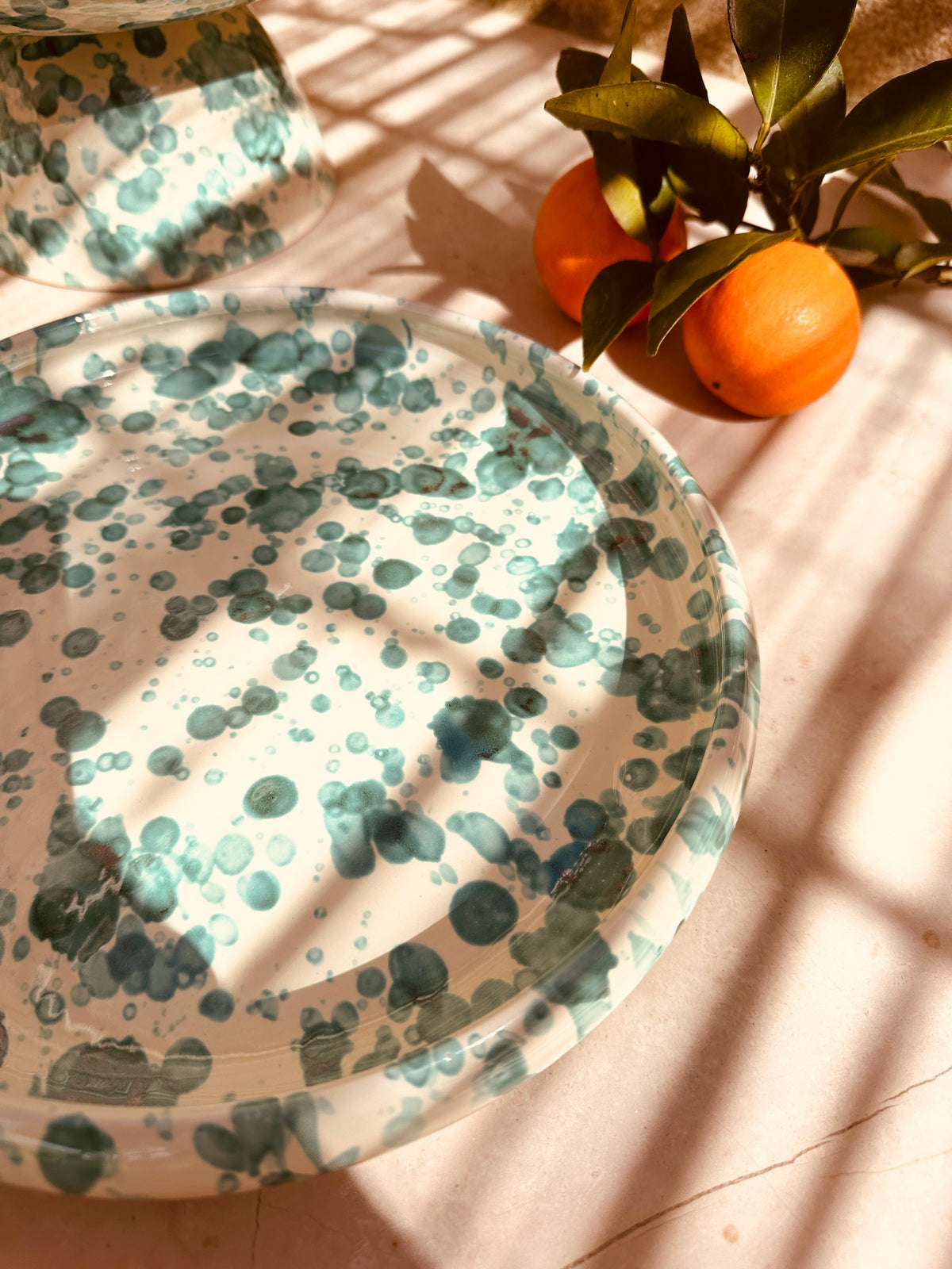 Italian Ceramic Pasta Plate 25cm | Handmade Schizzato Design "Verde“
