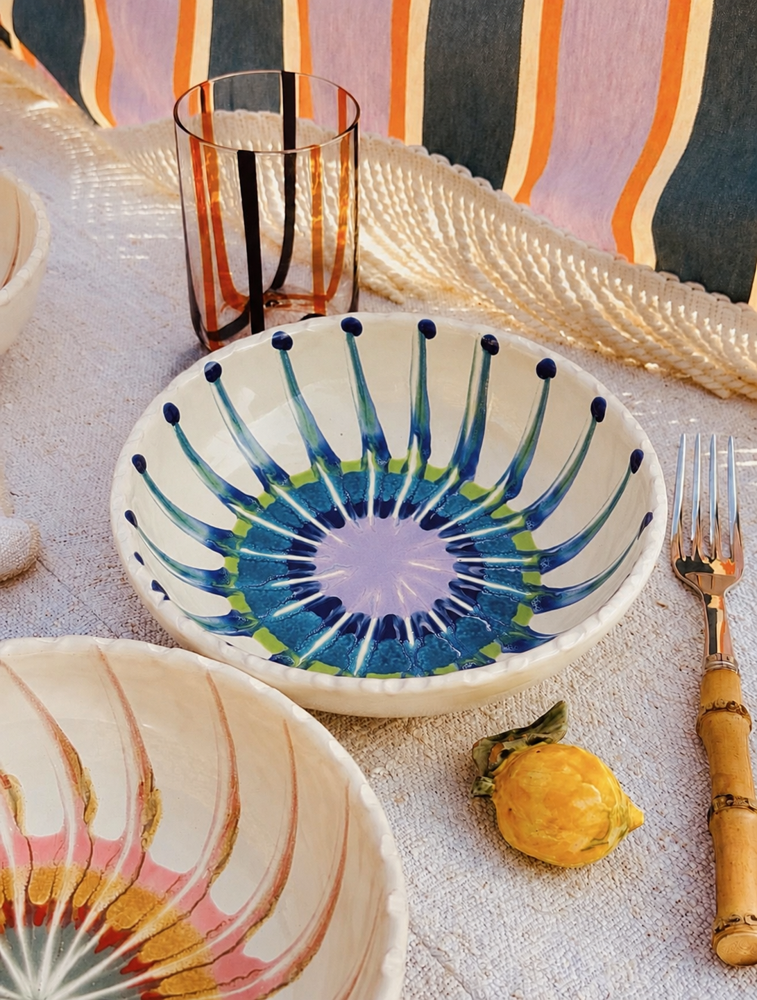 Handmade Italian Ceramic Pasta Bowl 19 cm | Psychodelic Collection
