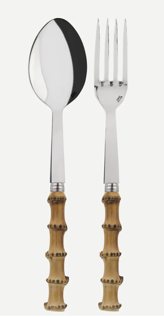 Riva Salad Servers with Bamboo Handle – 2-Piece Premium Stainless Steel Serving Set (18/10) – Mediterranean Tableware