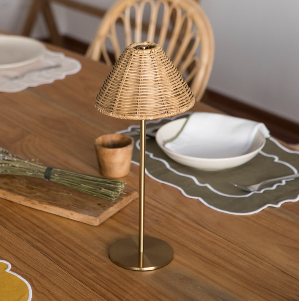 Luma Riva Cordless Rattan Table Lamp – Rechargeable LED Lamp with Touch Dimmer – Mediterranean Lighting