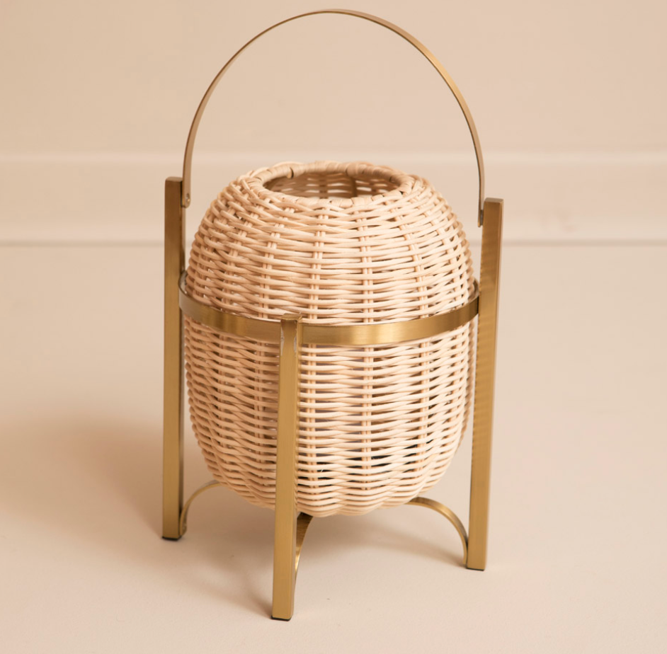 Luma Riva Cesta Cordless Rattan Table Lamp – Rechargeable LED Lamp with Handle – Dimmable Mediterranean Lighting