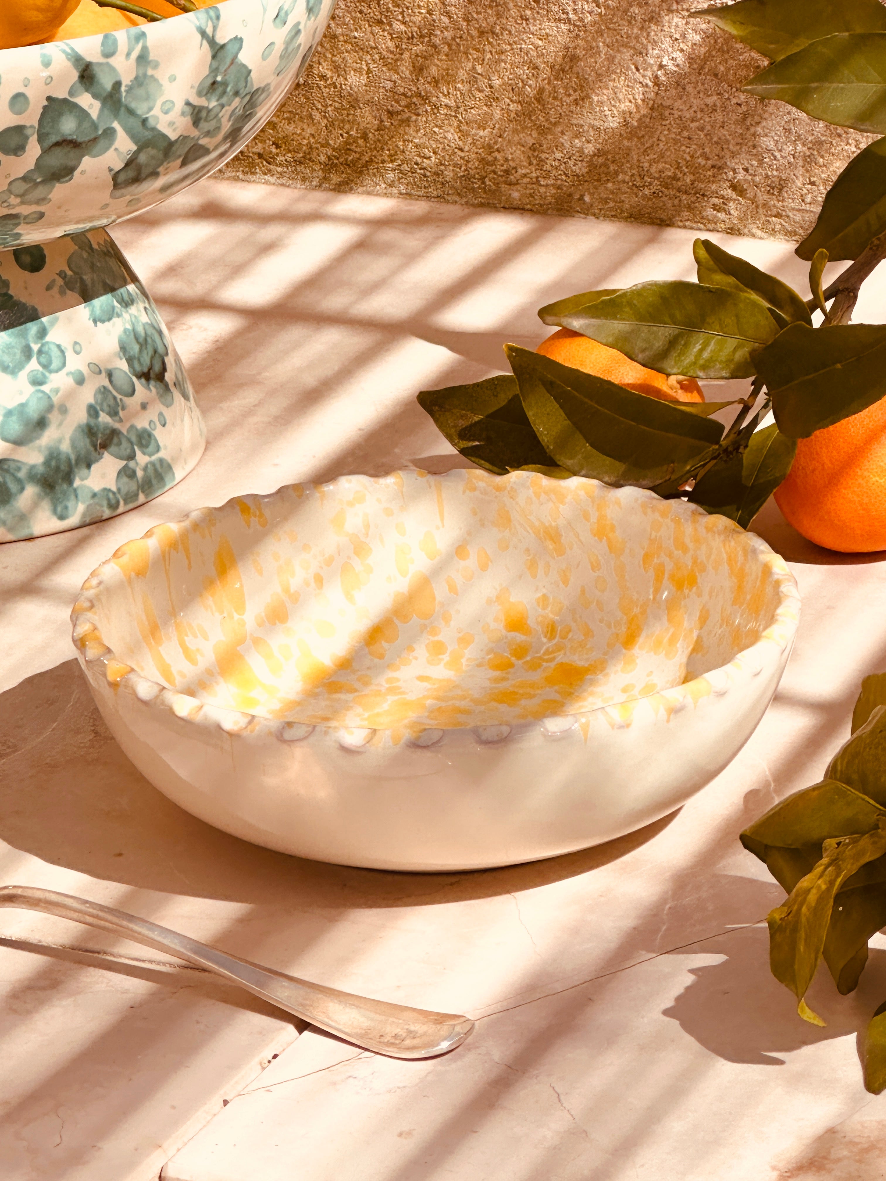 Italian Ceramic Pasta Bowl 19 cm | Handmade Schizzato Design