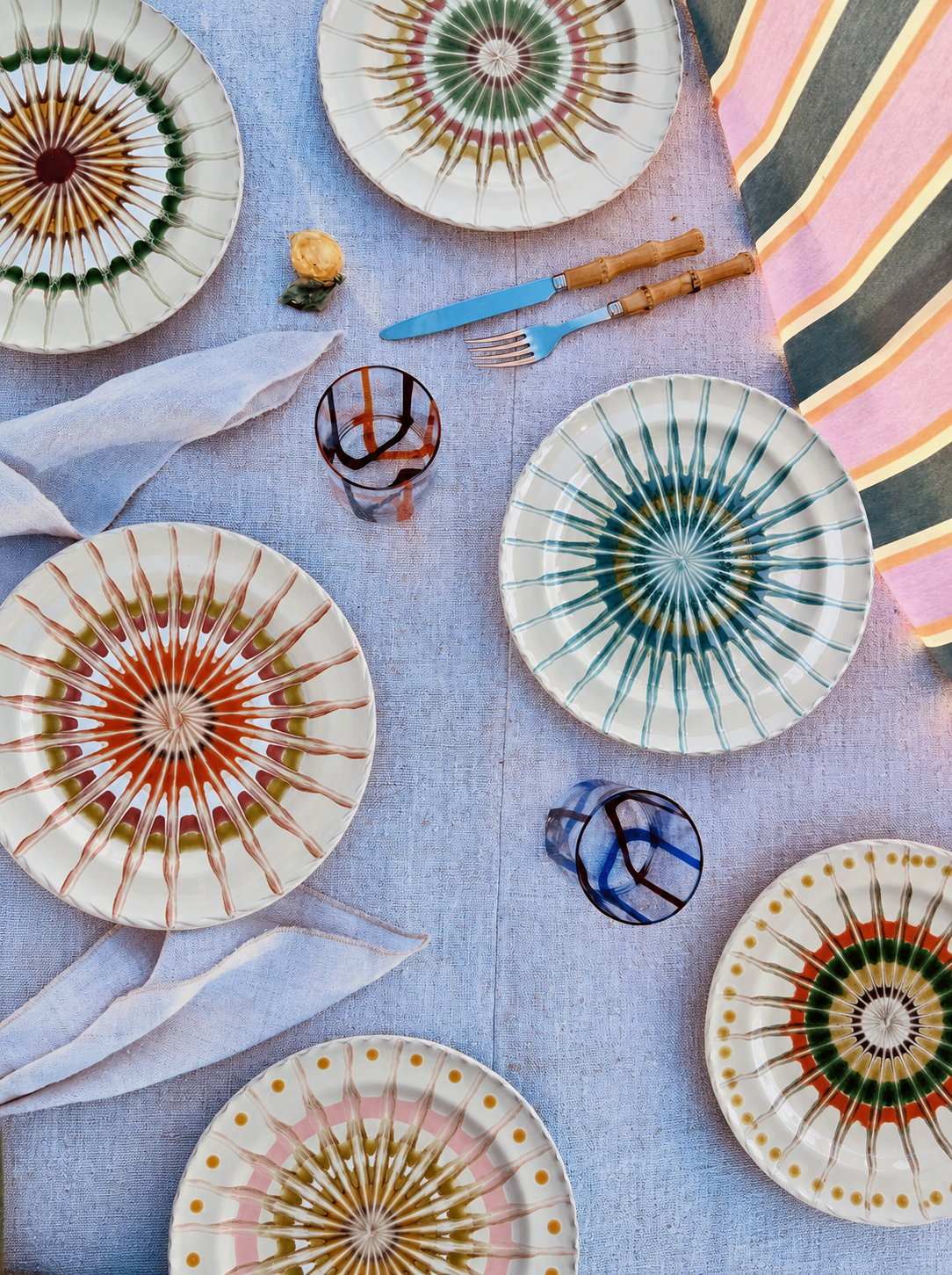 Dinner Plate “Grand Hotel Riviera Mix” – Set of 6 Handmade Ceramic Plates 27 cm