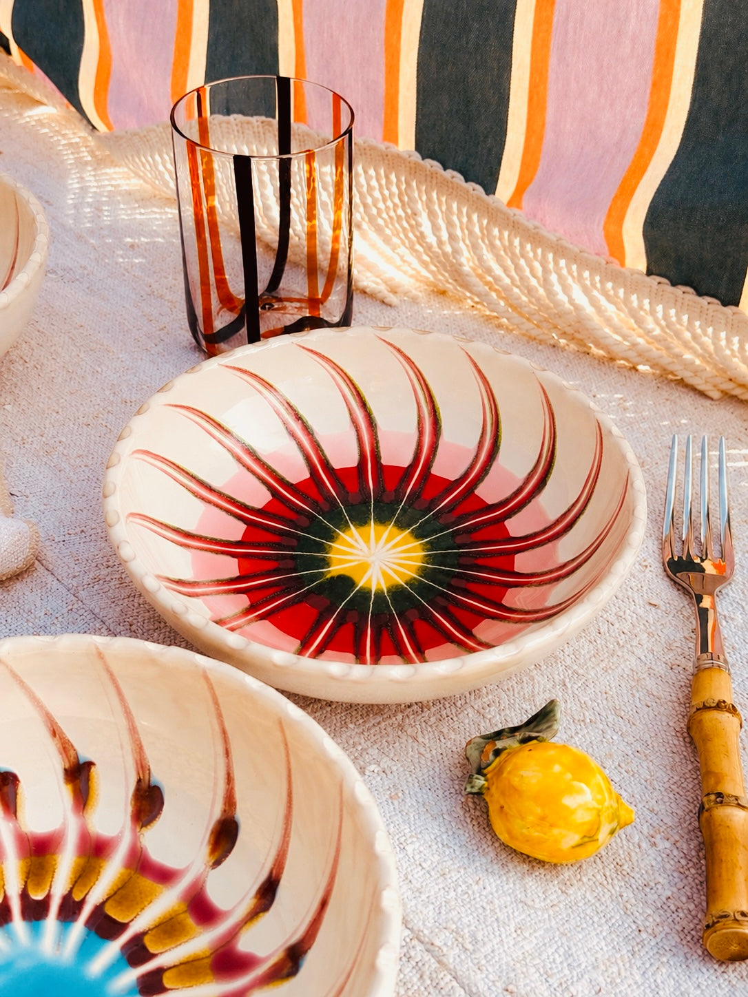 Handmade Italian Ceramic Pasta Bowl 19 cm | Psychodelic Collection