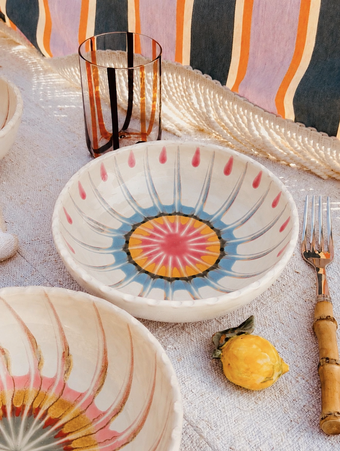 Handmade Italian Ceramic Pasta Bowl 19 cm | Psychodelic Collection