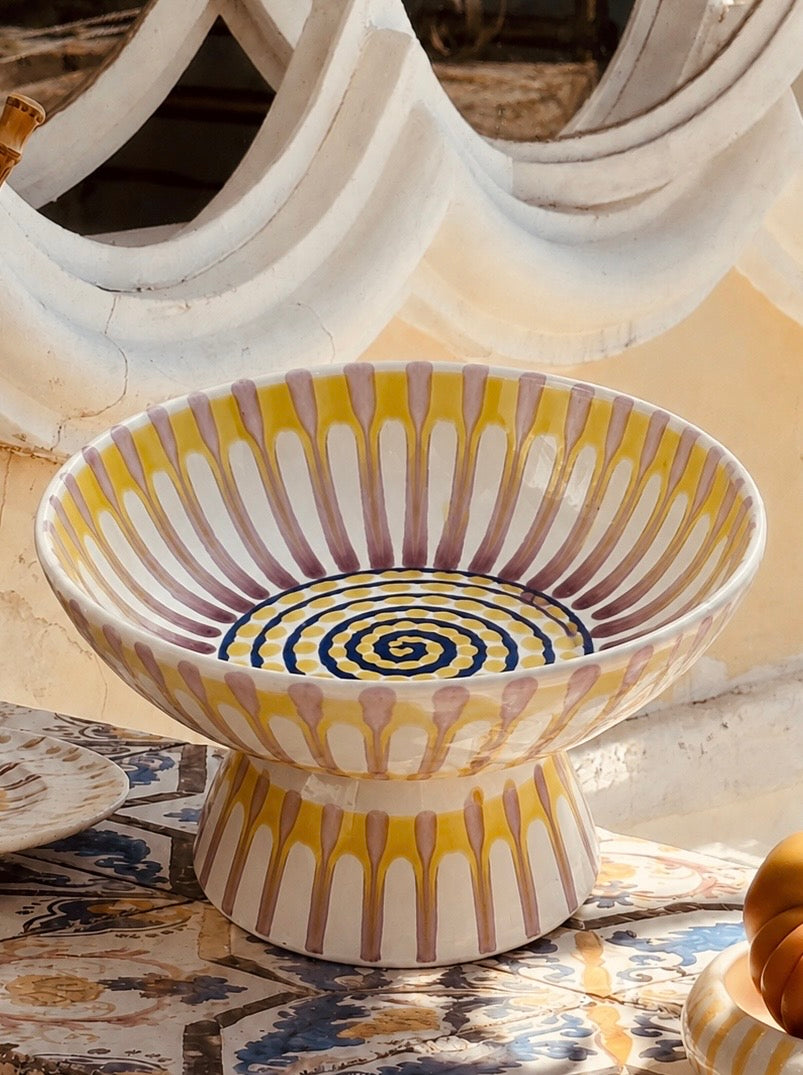 Riviera Footed HIgh Bowl 26 cm | Handmade Italian Ceramic Unique Piece
