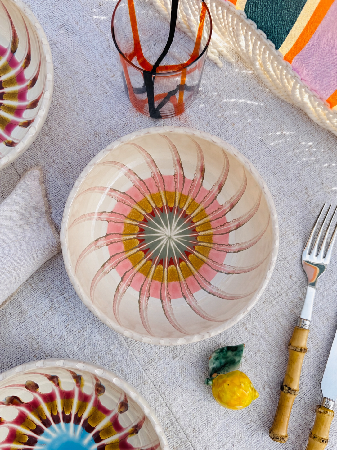 Handmade Italian Ceramic Pasta Bowl 19 cm | Psychodelic Collection