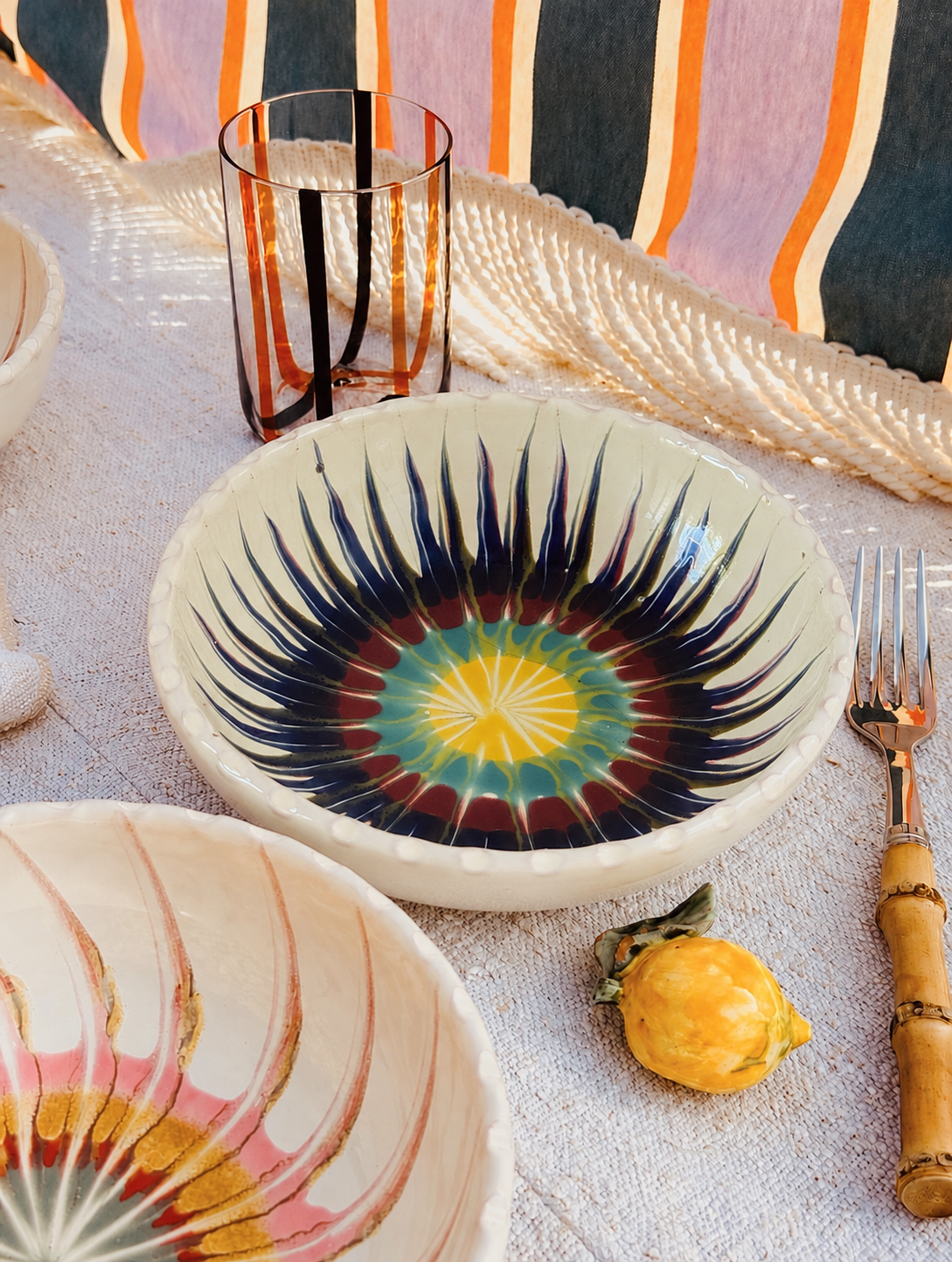 Handmade Italian Ceramic Pasta Bowl 19 cm | Psychodelic Collection