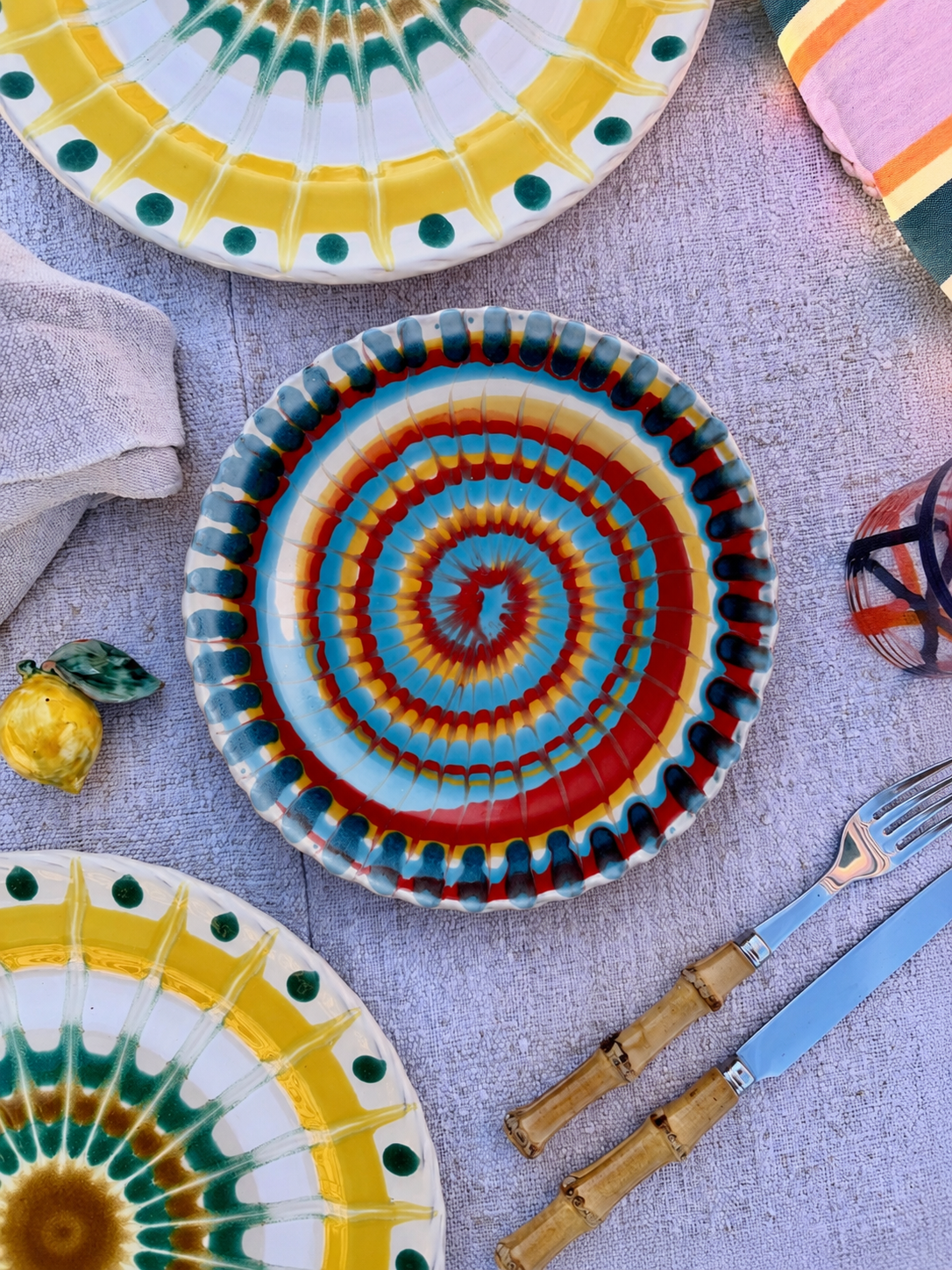 Handmade Italian Antipasti Plate 20 cm | Small Ceramic Plate Psychodeli Design